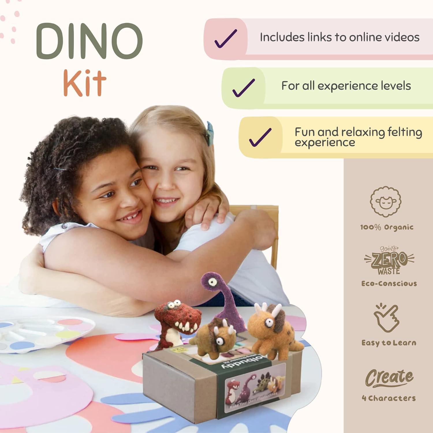 Kit de Afilado de Agujas Woolbuddy - Dinosaurios de Fieltro