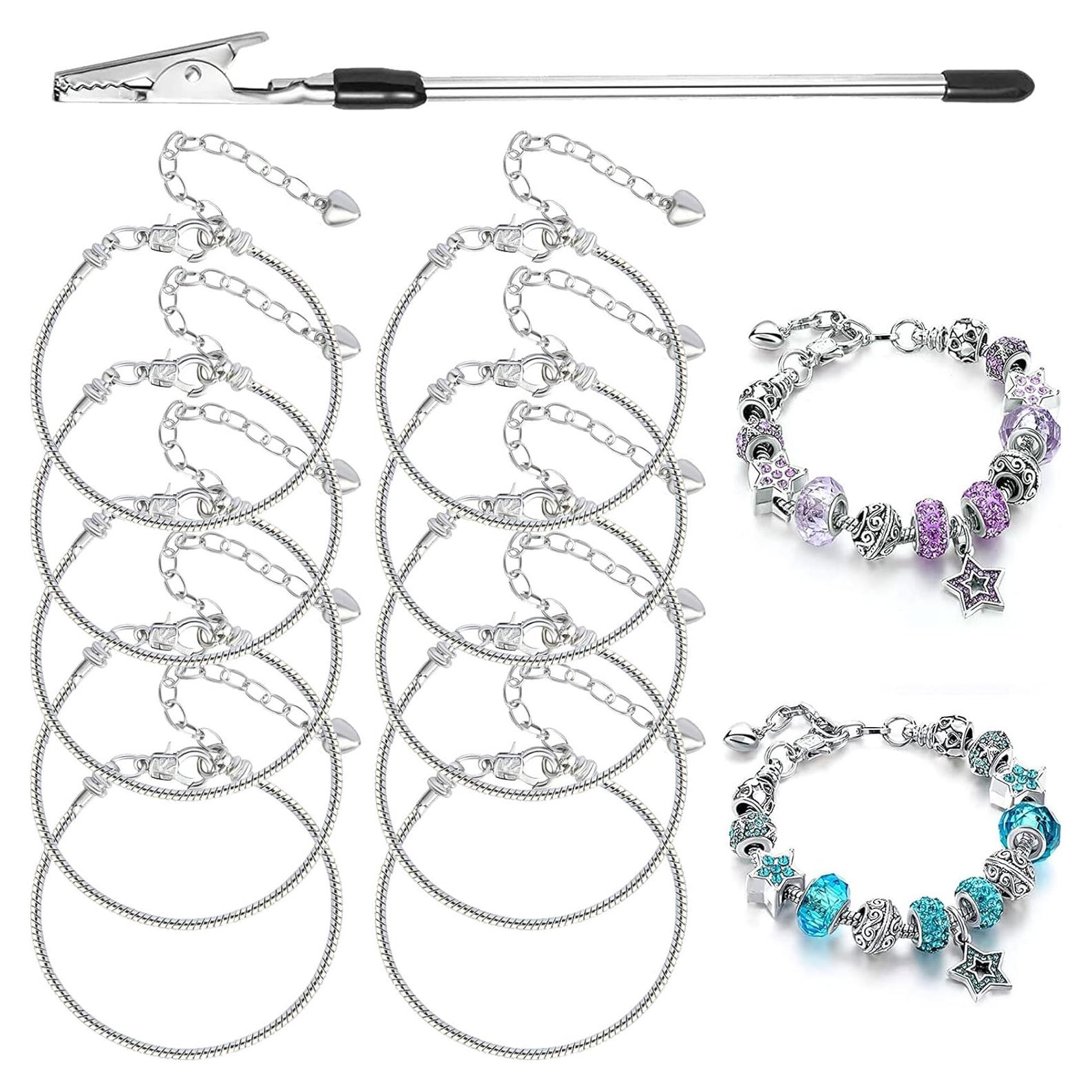 10 Pcs Pulsera de Serpiente Ajustable ZYEHXED 20 cm Plata