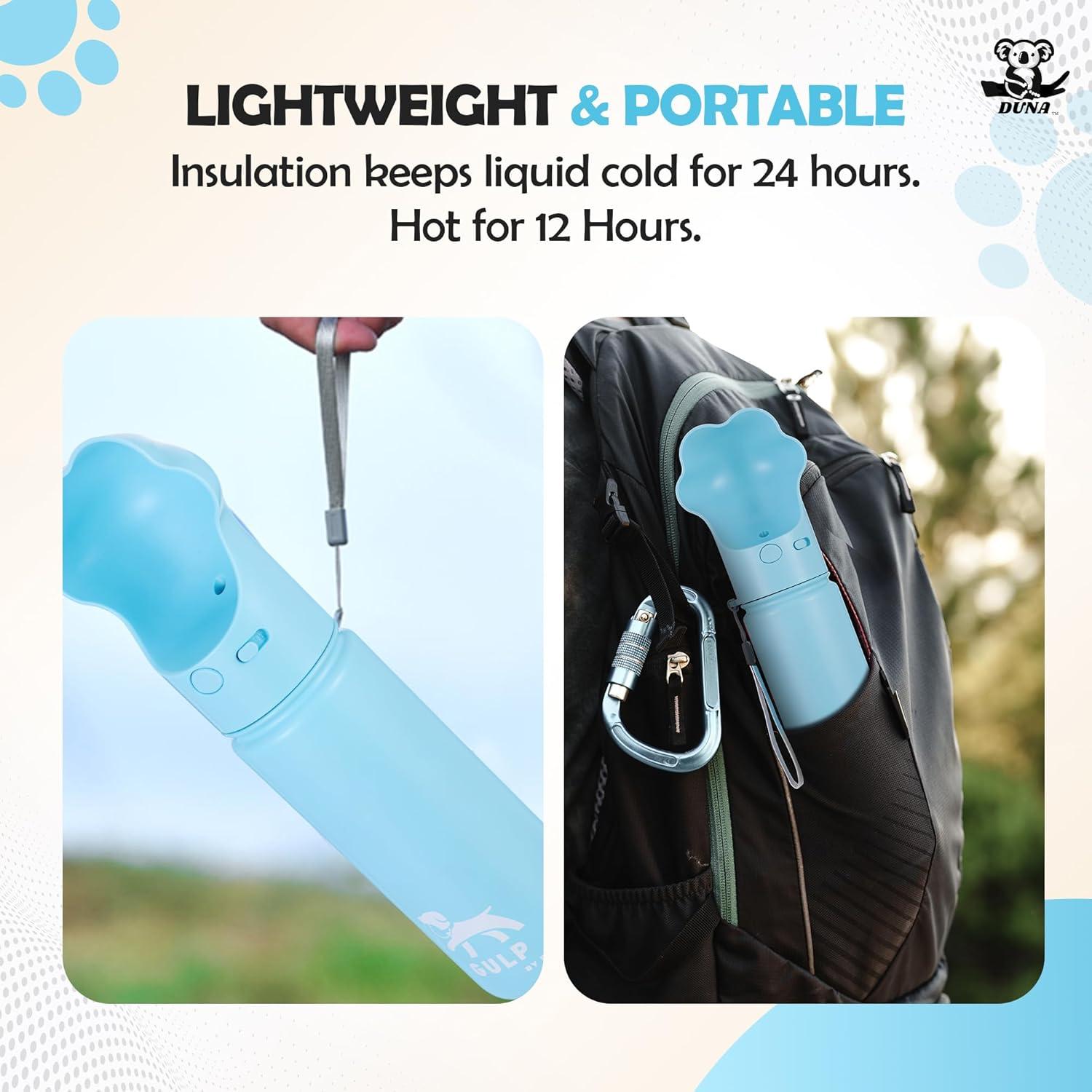 Botella de Agua para Perros Duna 510ml Acero Inoxidable Azul