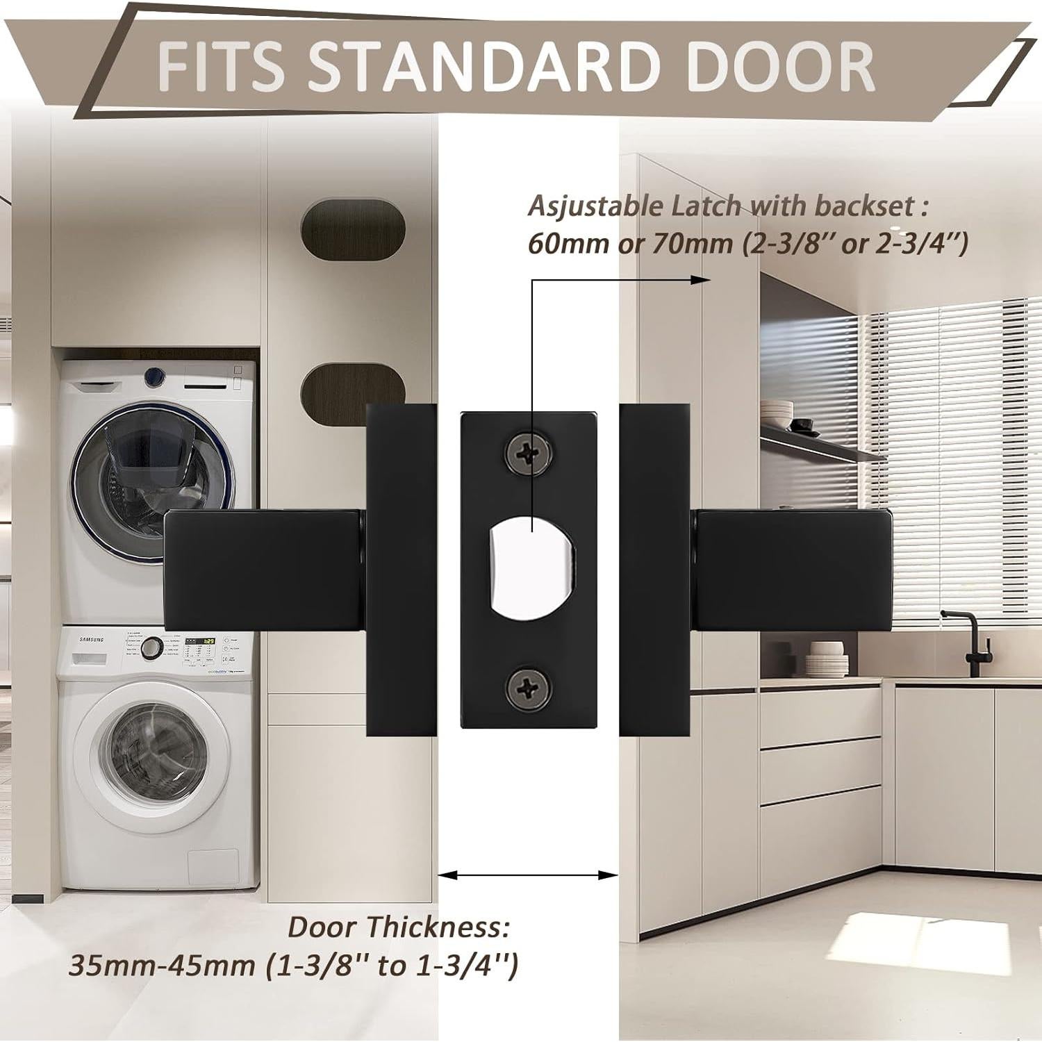 Manija de Puerta Pasajera Probrico Cuadrada Negra Ajustable
