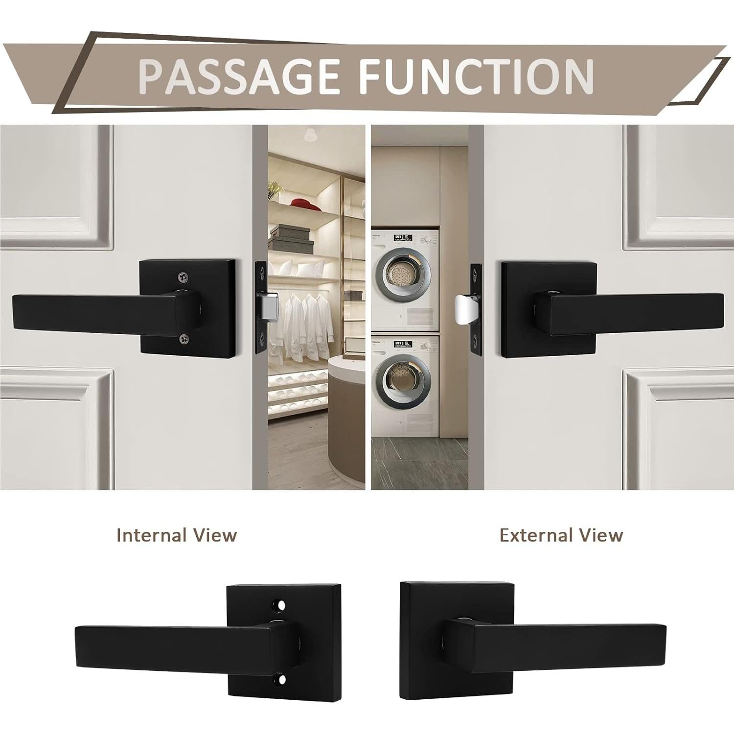 Manija de Puerta Pasajera Probrico Cuadrada Negra Ajustable