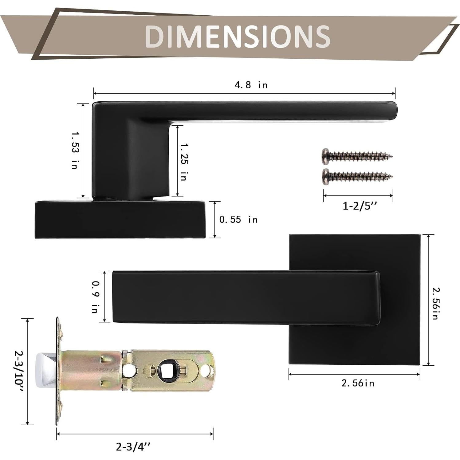 Manija de Puerta Pasajera Probrico Cuadrada Negra Ajustable