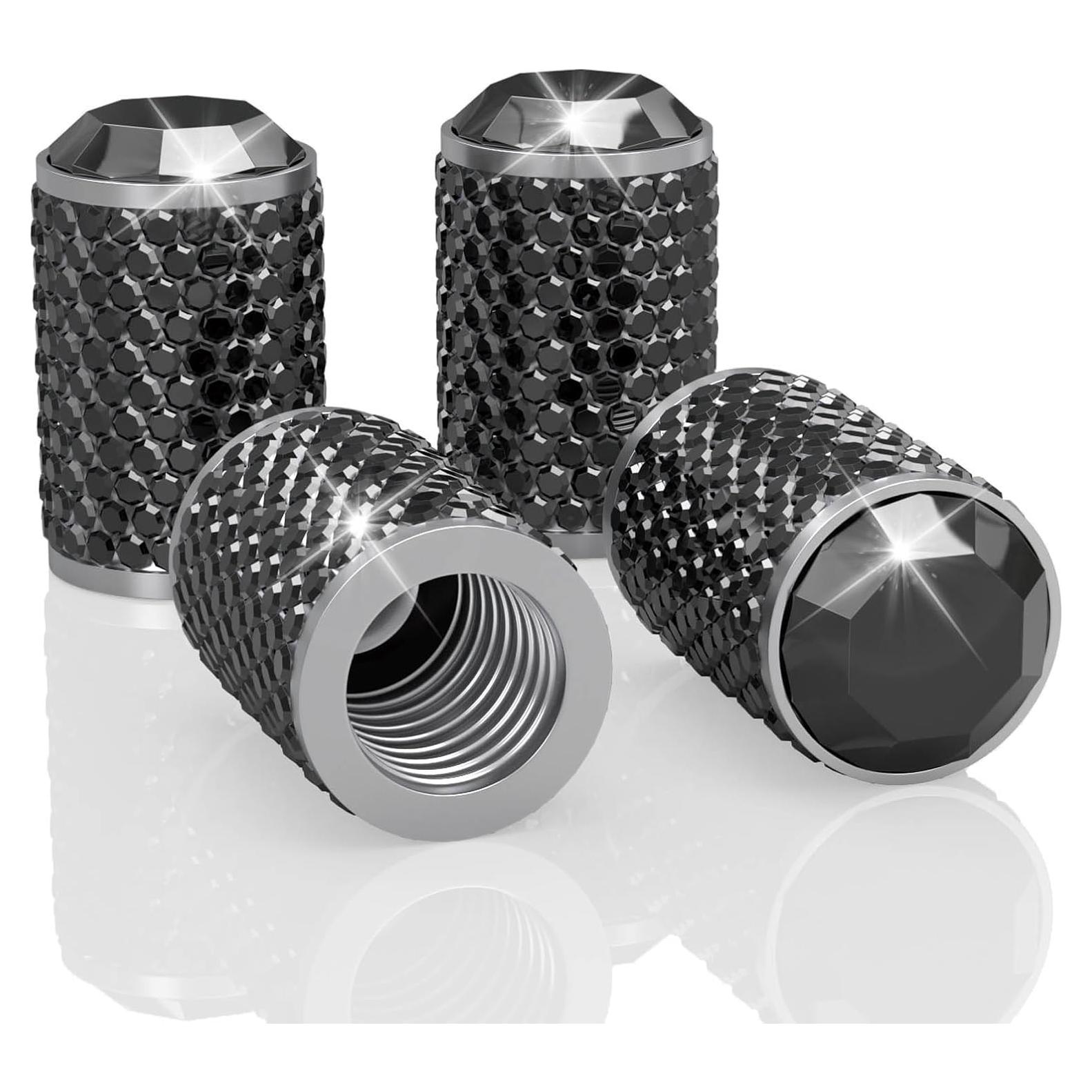 4 Tapones de Válvula de Neumático BFXM con Diamante y Anillo O