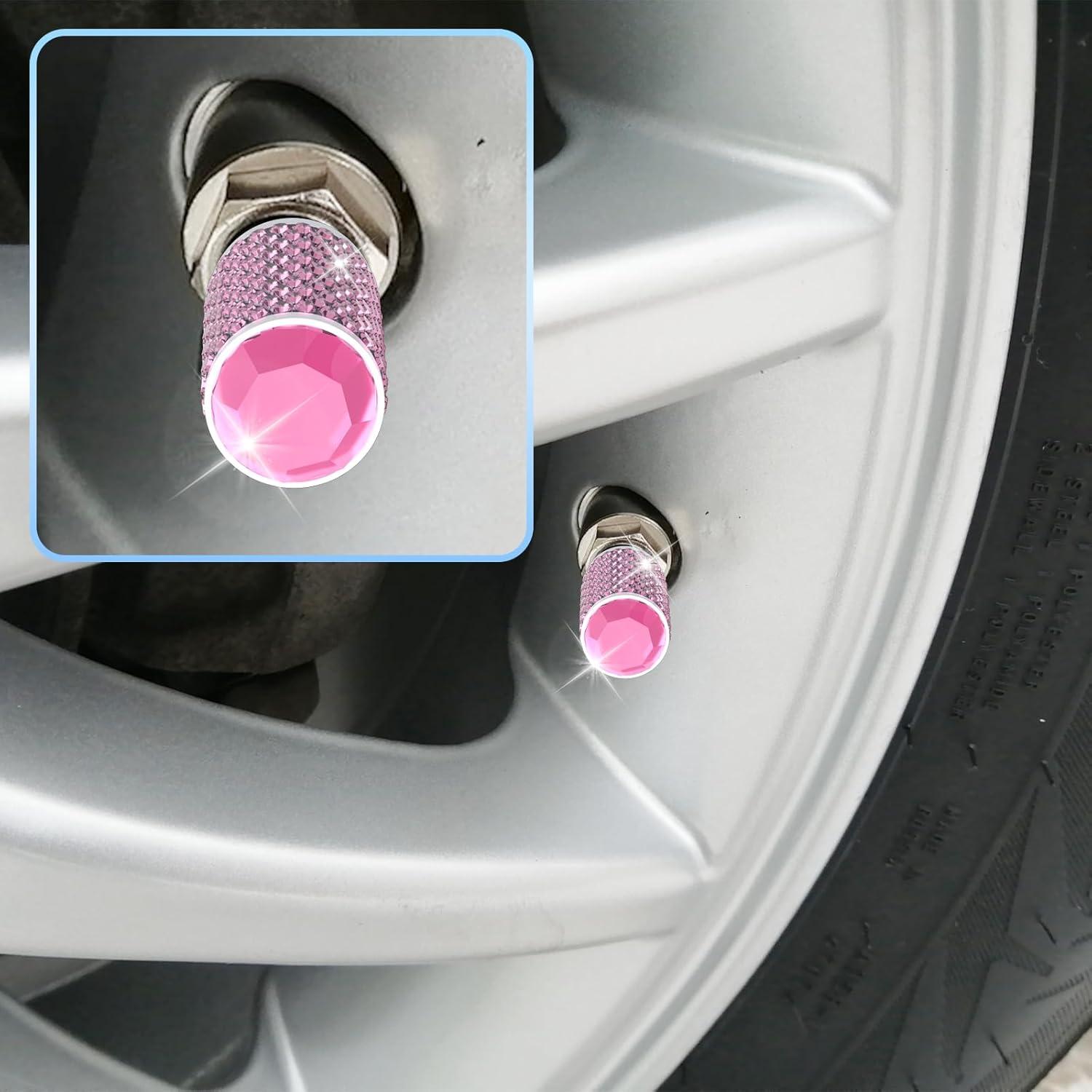 4 Tapones de Válvula de Neumático BFXM con Diamante y Anillo O