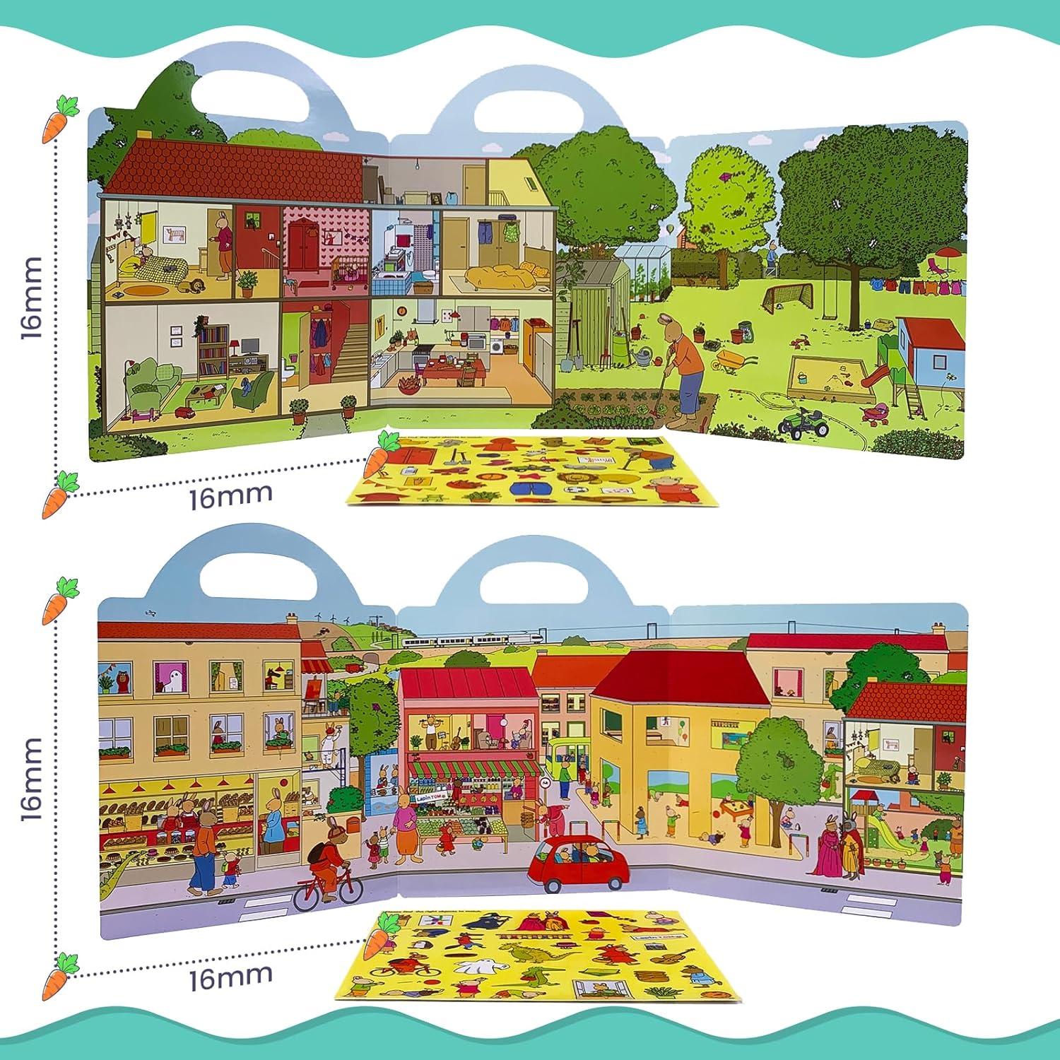 Libros de Pegatinas Reutilizables ROATEE 2pcs para Niños 3+ Años