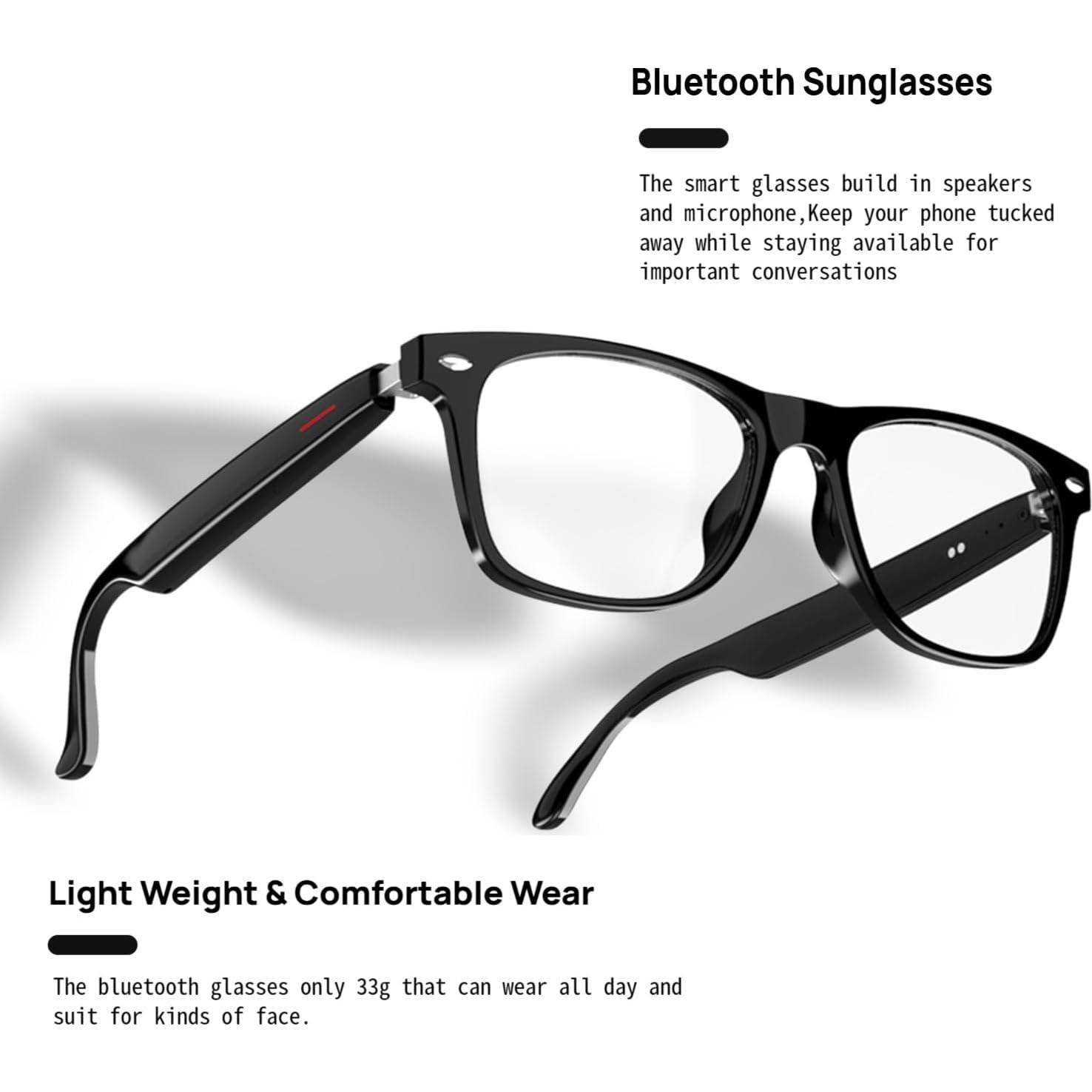 Gafas Bluetooth Meagtlva Unisex con Lentes Claras y Audio HD