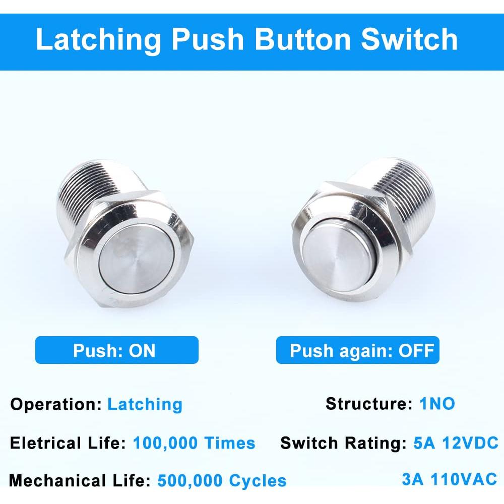 Paquete de 2 Interruptores Metálicos Impermeables 12mm DMWD