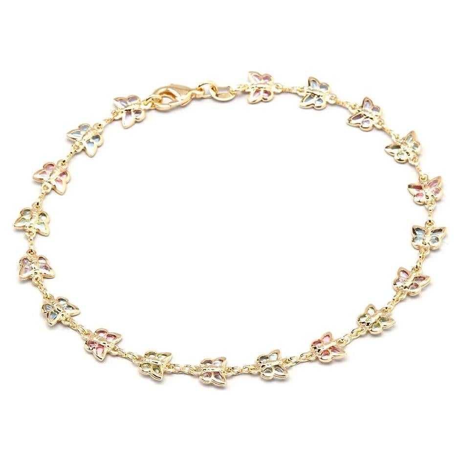 Tobillo de Baguette de Cristal Multicolor Barzel 18K