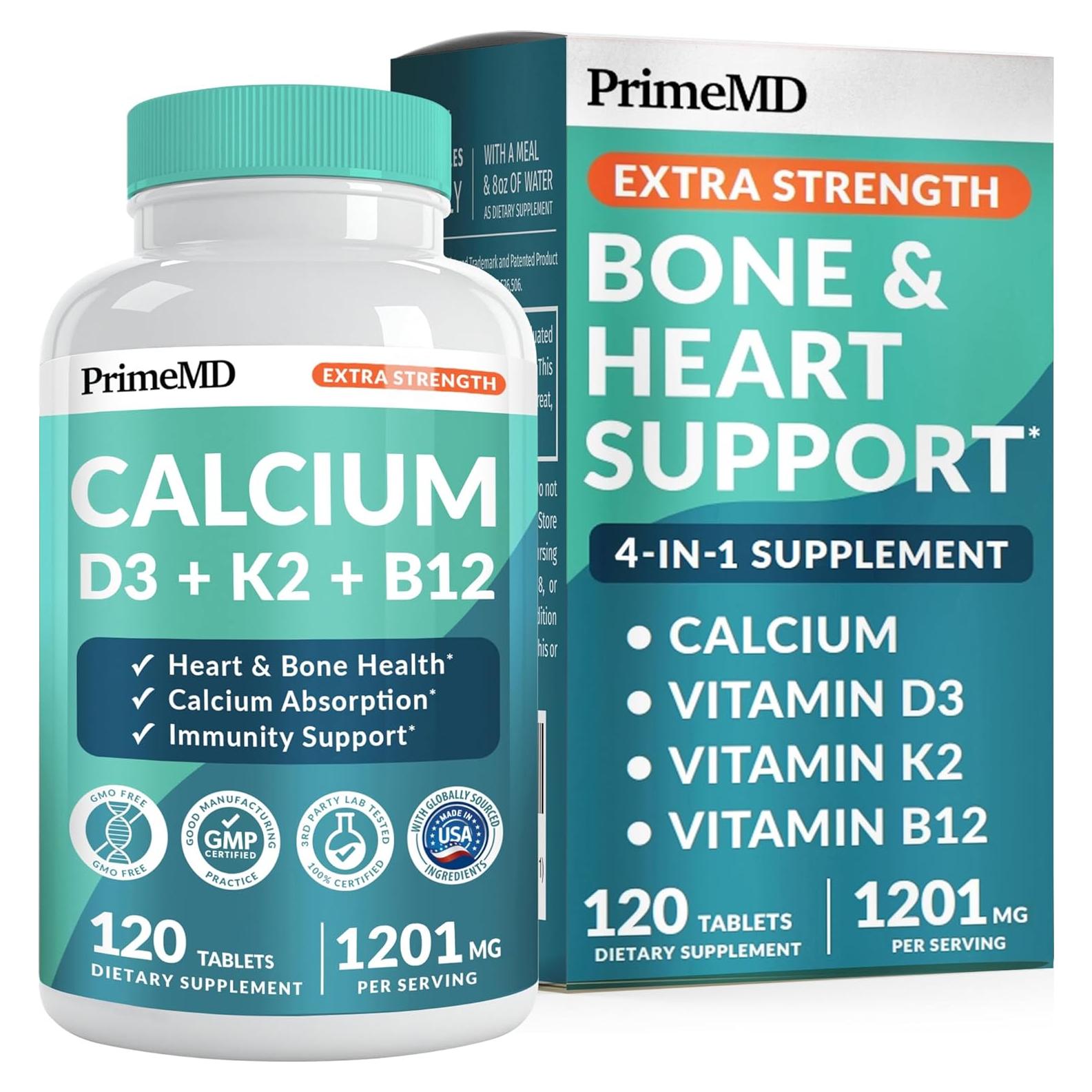 Suplemento de Calcio 1200mg con Vitamina D3 y K2 - 120 cápsulas