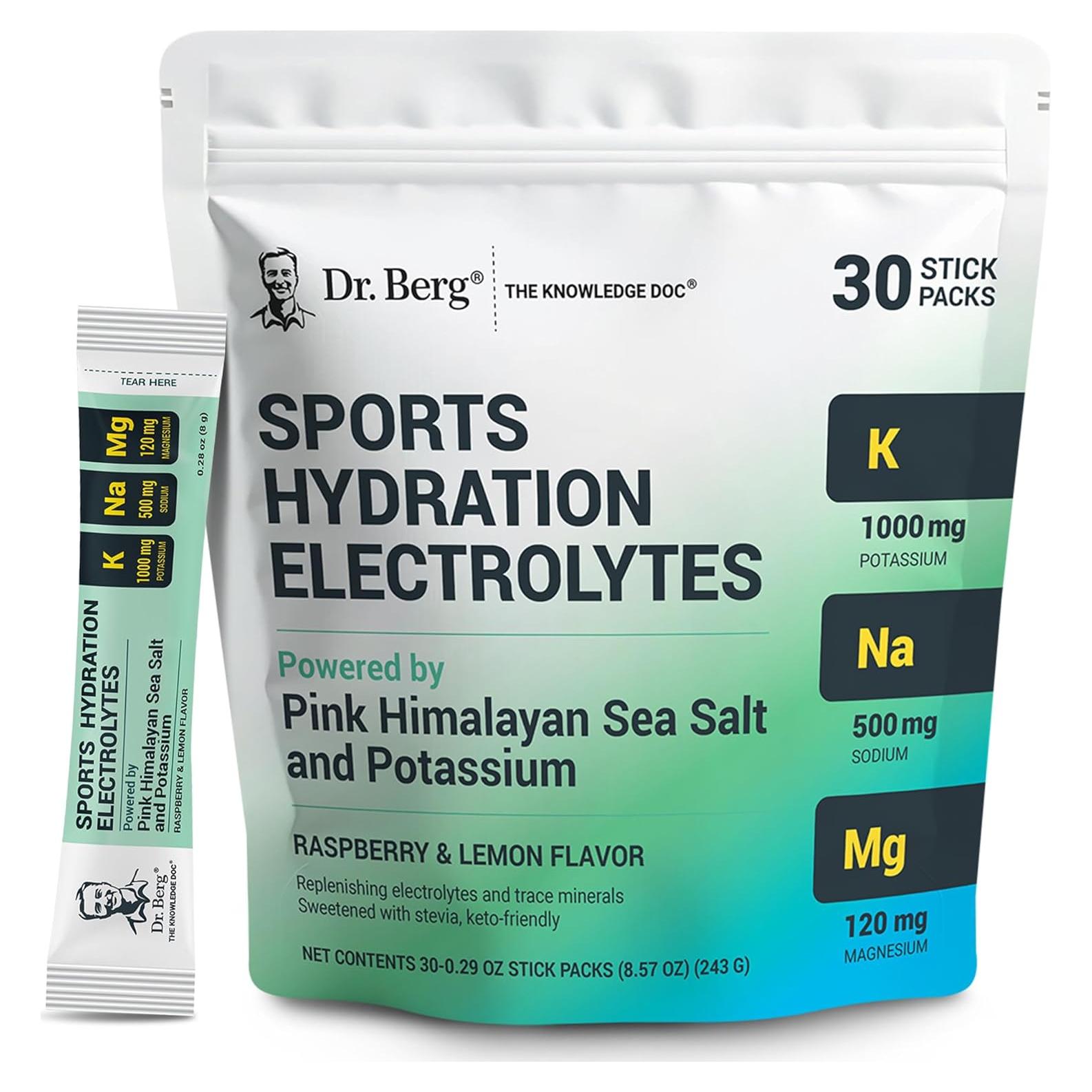 Polvo de Electrolitos Dr. Berg - Hidratación Deportiva 30 Paquetes