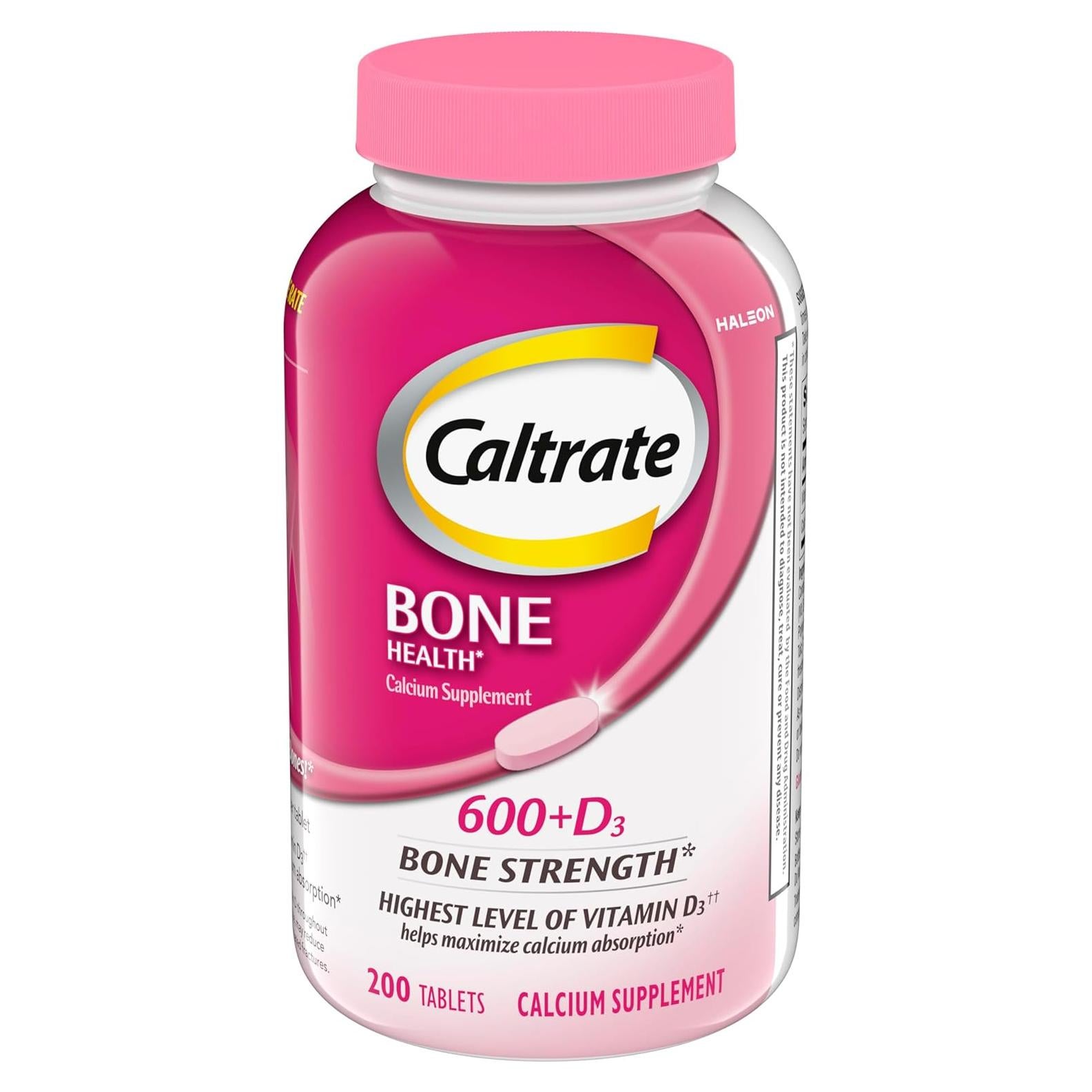 Caltrate 600 Plus D3 Suplemento de Calcio y Vitamina D - 200 Tabletas