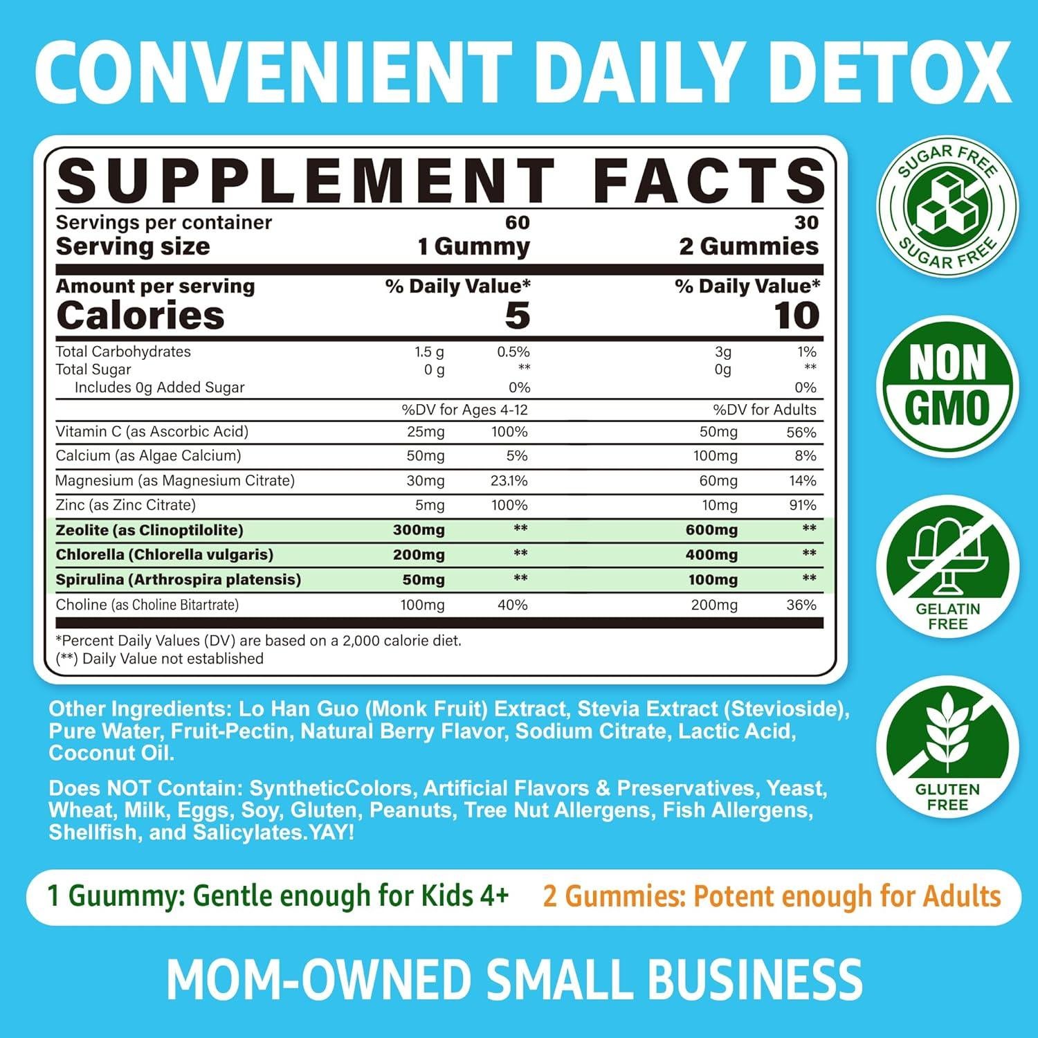 Gomitas Detox de Zeolita Lilicare 60 unidades Sin Azúcar