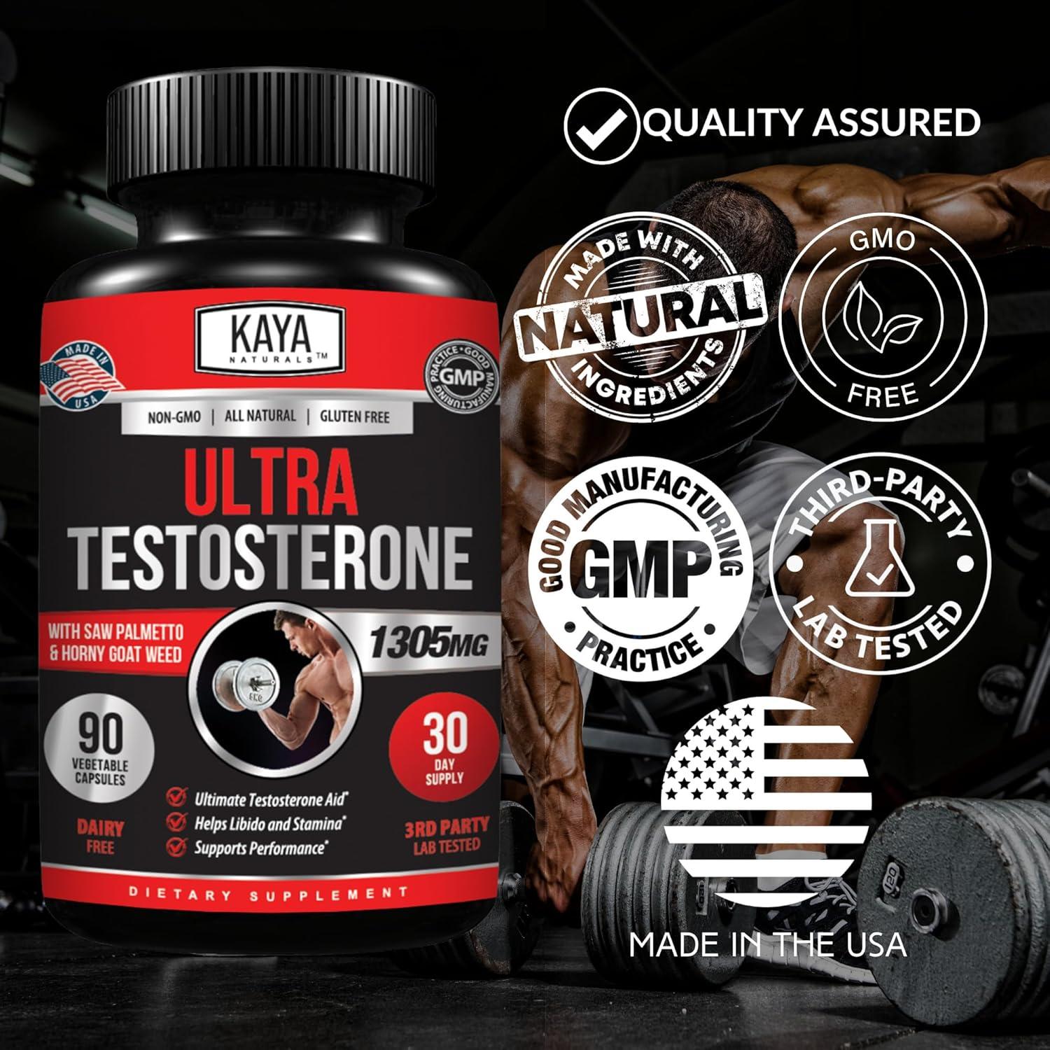 Kaya Naturals Ultra Testosterona 90 Cápsulas - Suplemento Natural para Hombres