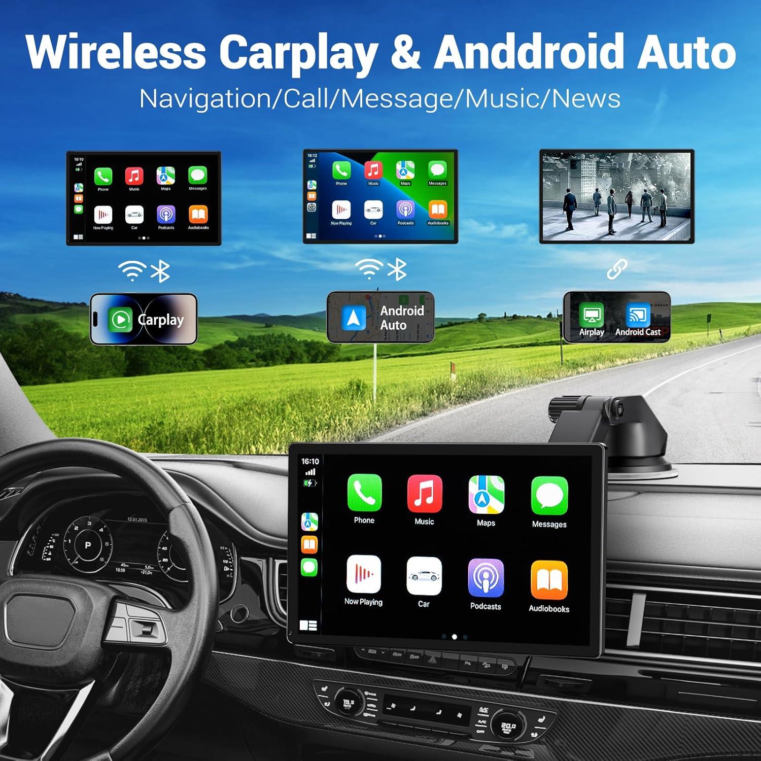Pantalla 9" Carplay Inalámbrica HAUXIY Q9S 4K con Cámara 1080p