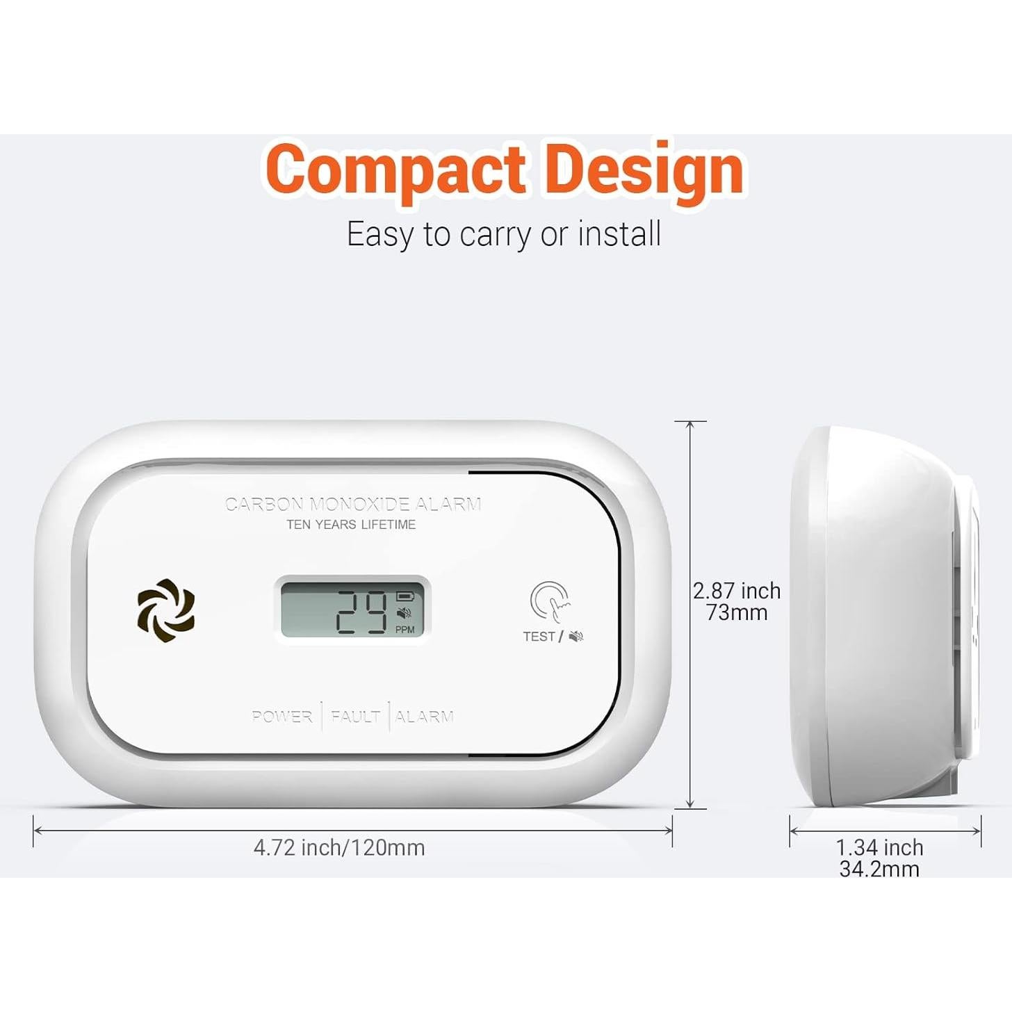 Detector de Monóxido de Carbono Jemay GS811-A con Pantalla LCD