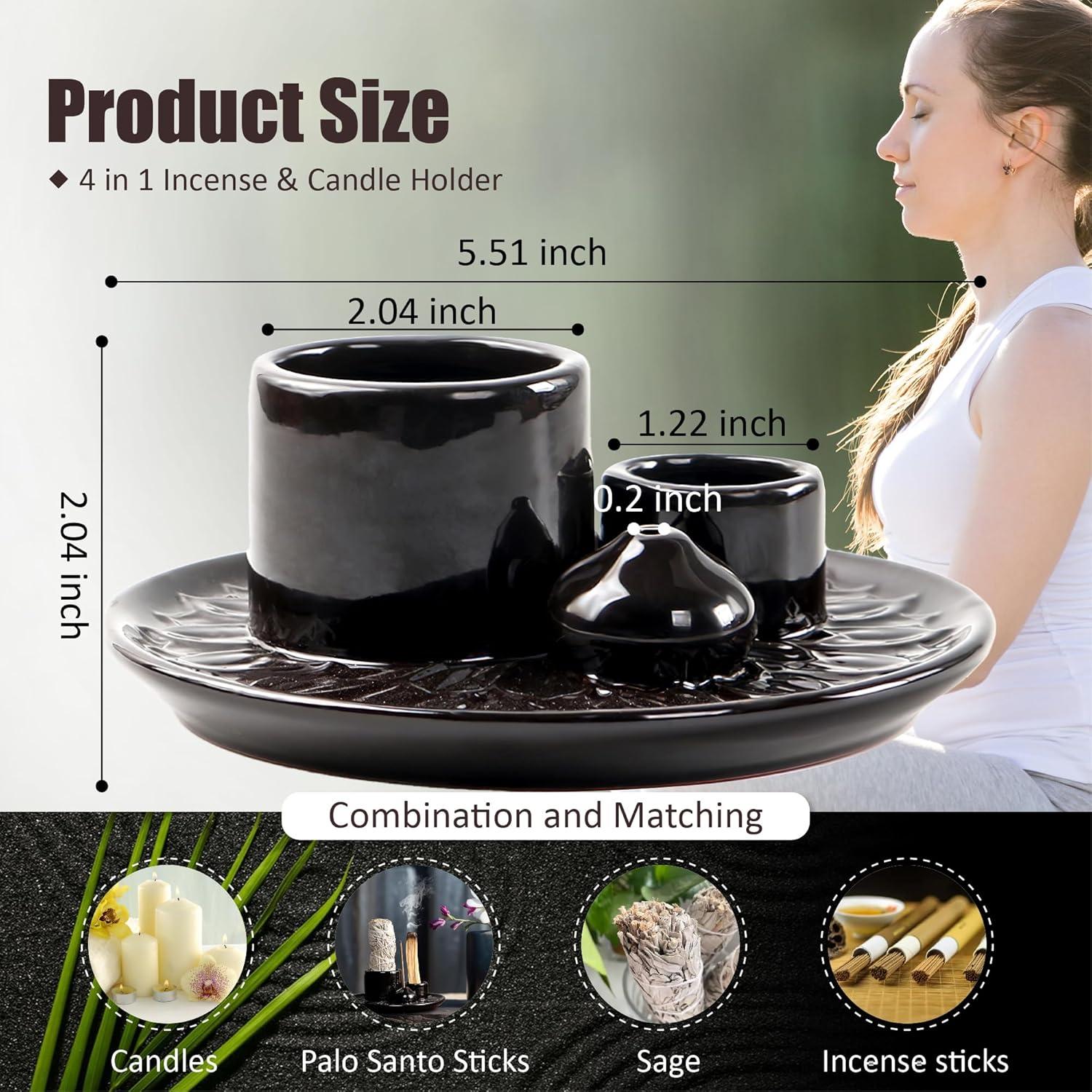 Soporte para Incienso 4 en 1 MKLZ Cerámica Negro 14 cm