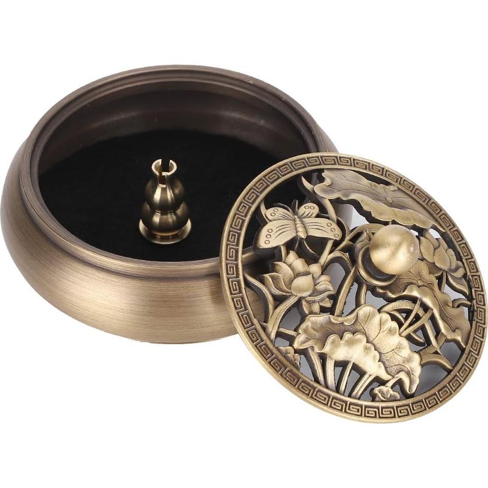 Quemador de Incienso LIZEALUCKY de Latón Vintage con Buda