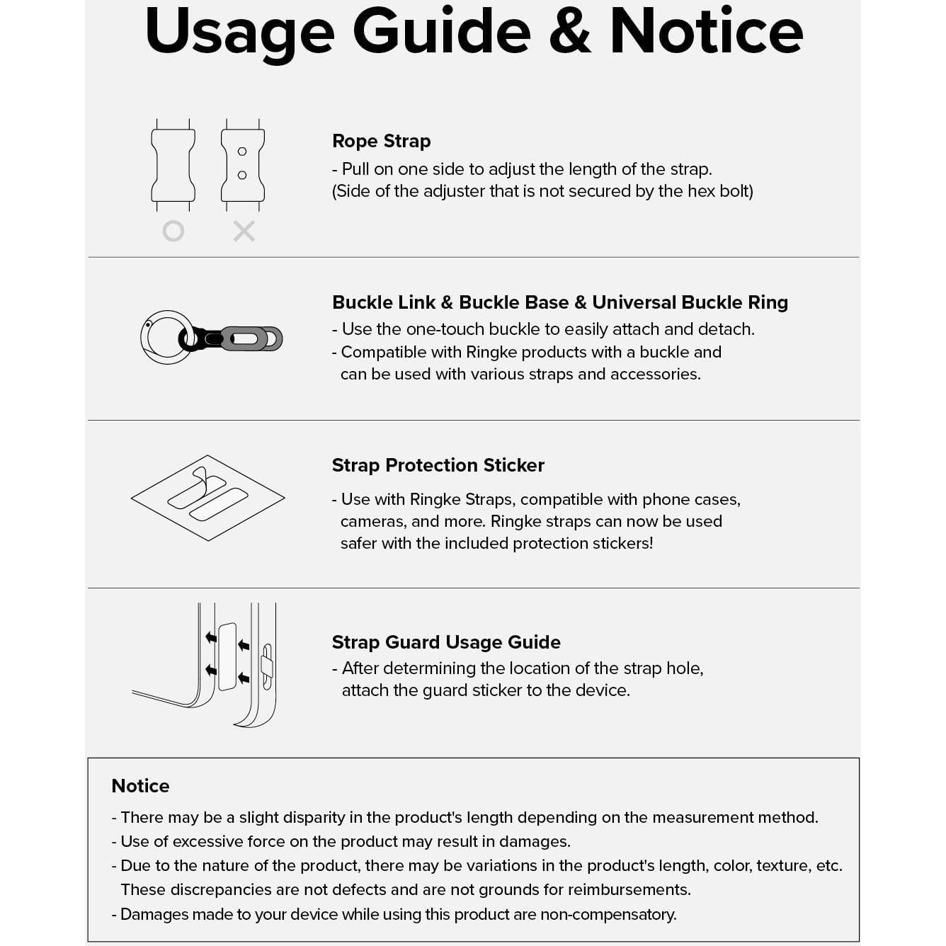 Correa de Muñeca Ajustable Ringke Rope para Teléfono Negro