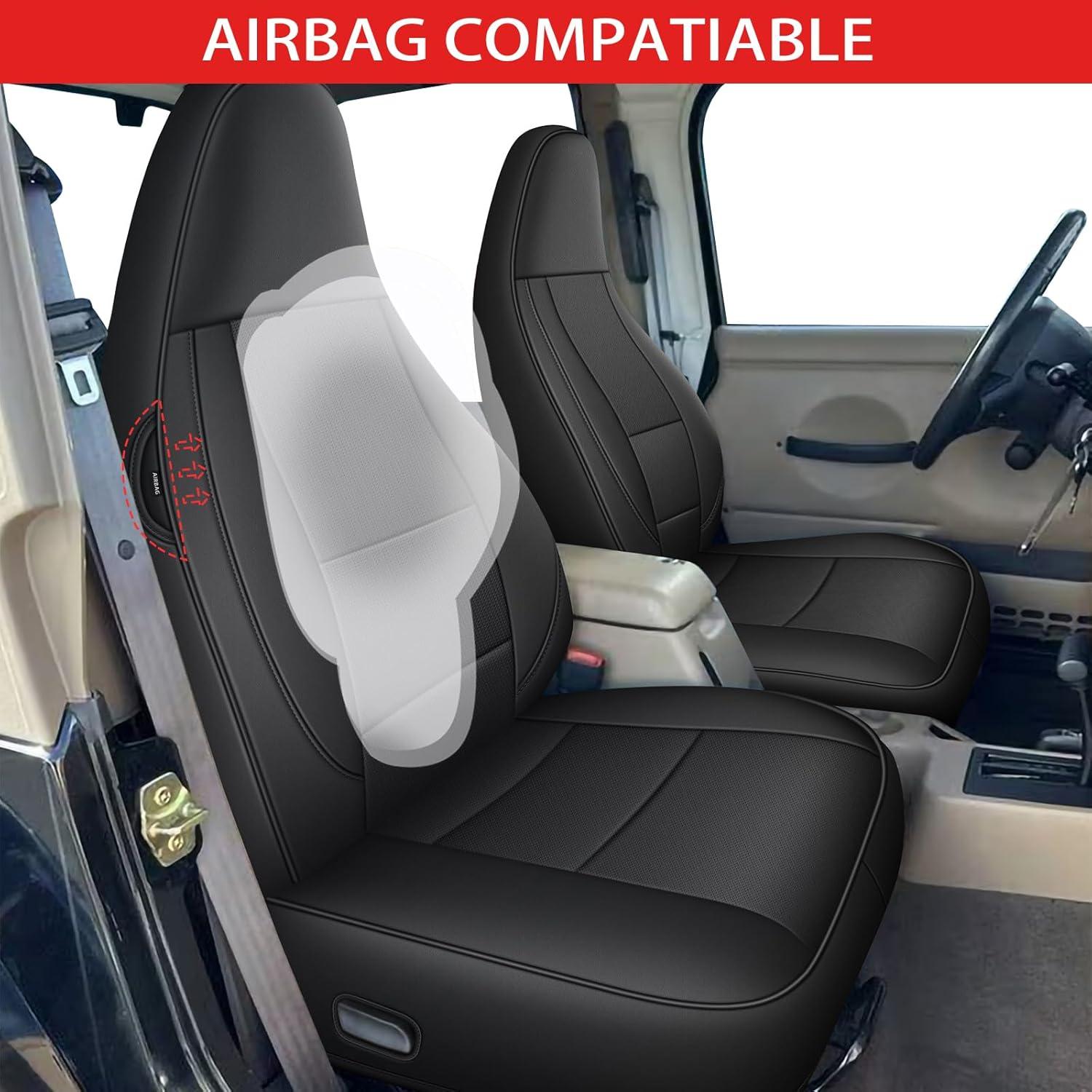 Funda de Asientos AOMSAZTO para Jeep Wrangler YJ 1987-1990 Negro