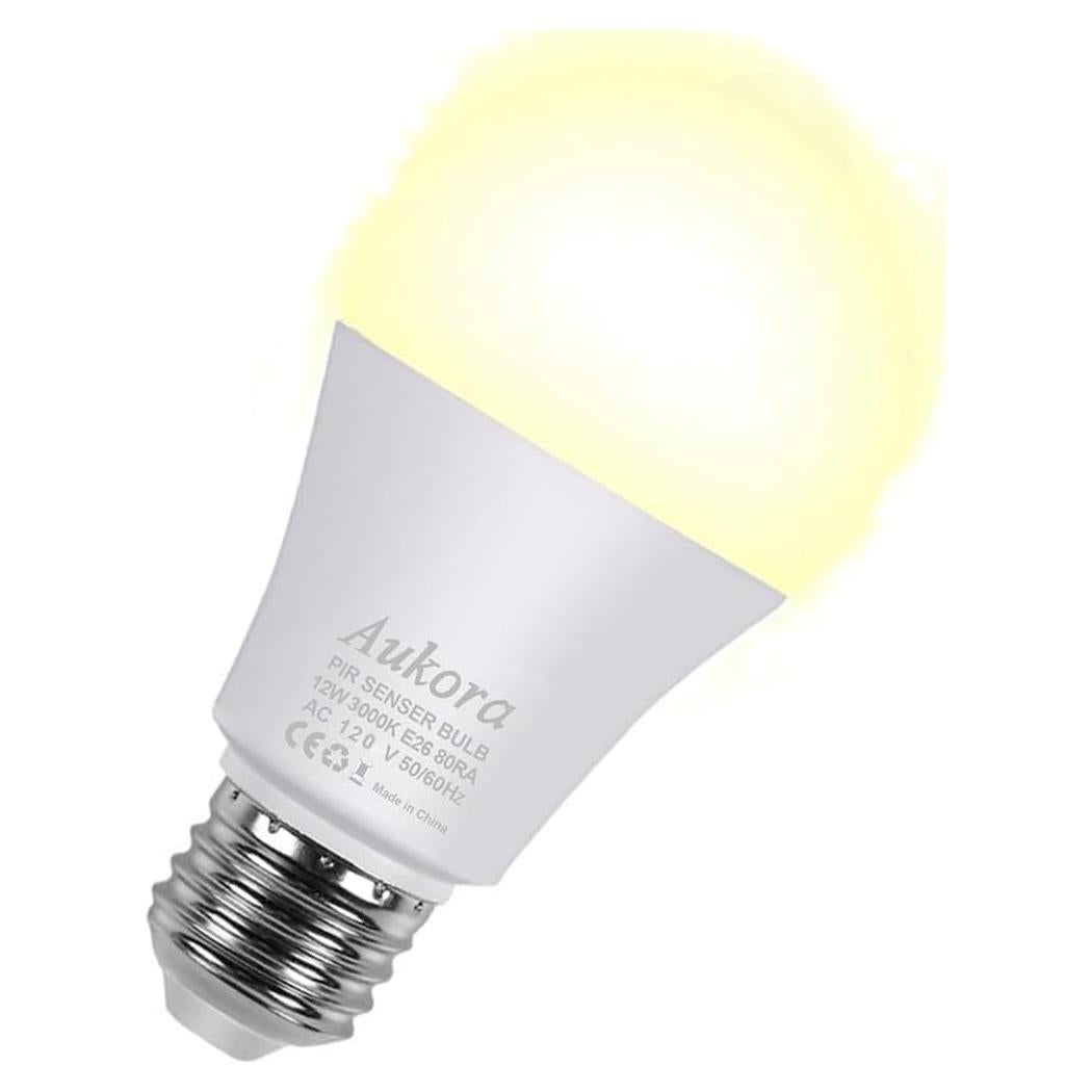 Bombilla LED Aukora 12W E26 con Sensor de Movimiento Blanco Cálido