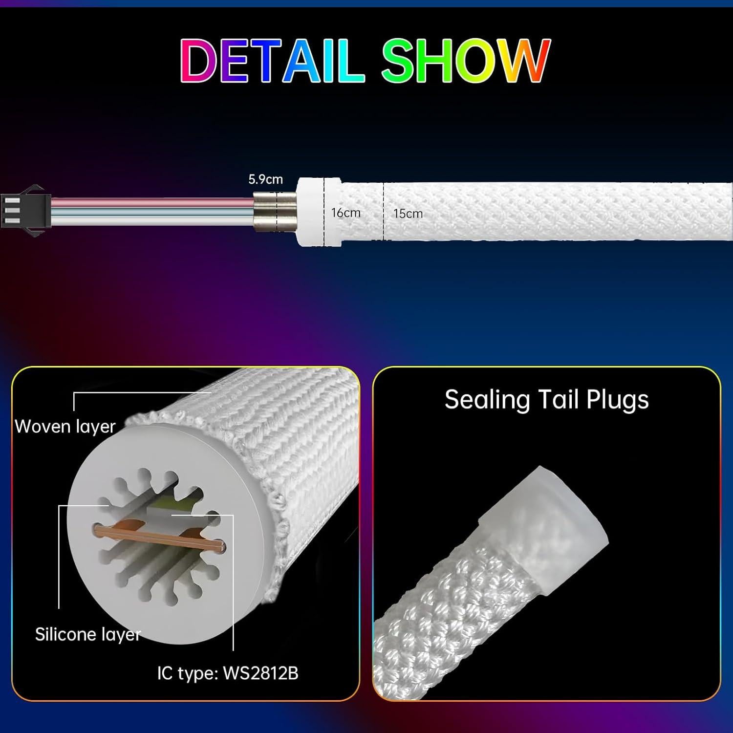 Tira LED Neon RGB WS2812B 3m IP67 Control APP Flexible