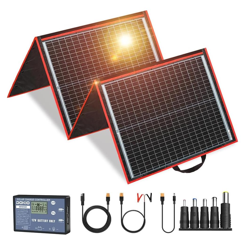 Panel Solar Portátil DOKIO 160W 18V Plegable y Ligero