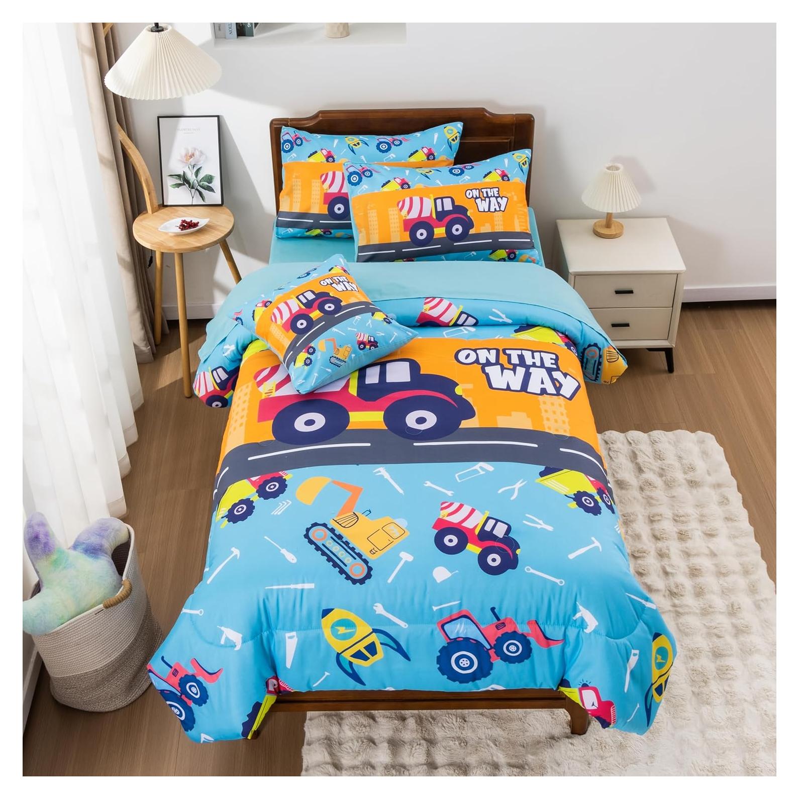 Juego de edredón Egchescebo Kids Twin 6PCS Cars Microfibra