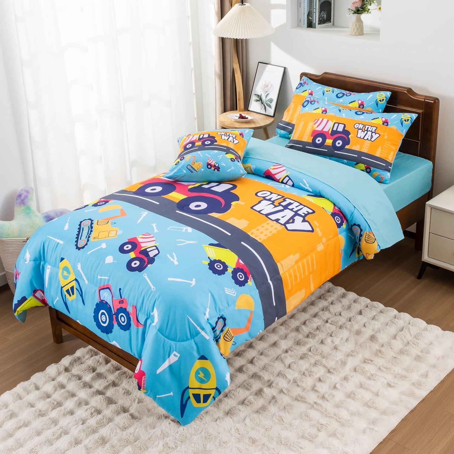 Juego de edredón Egchescebo Kids Twin 6PCS Cars Microfibra