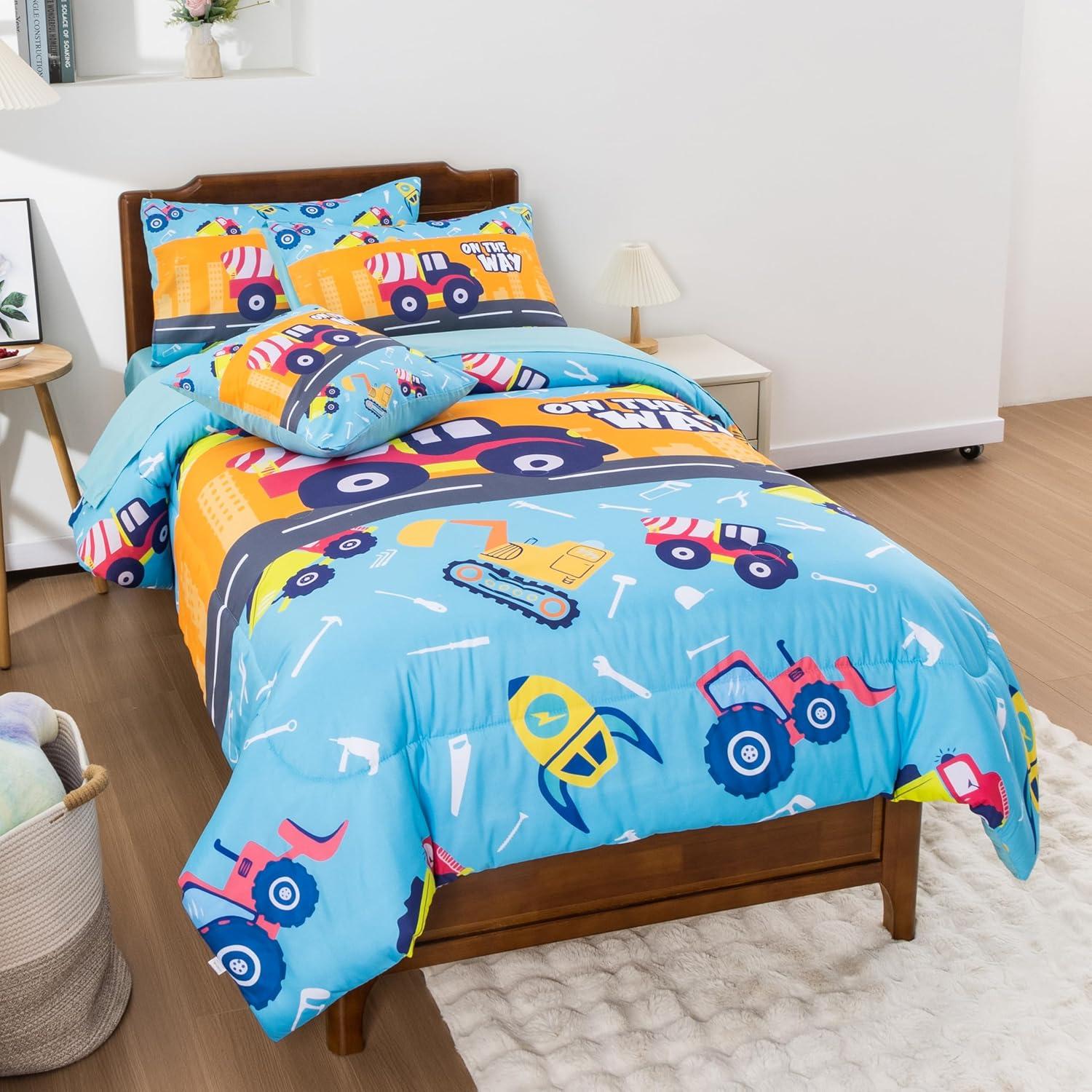 Juego de edredón Egchescebo Kids Twin 6PCS Cars Microfibra