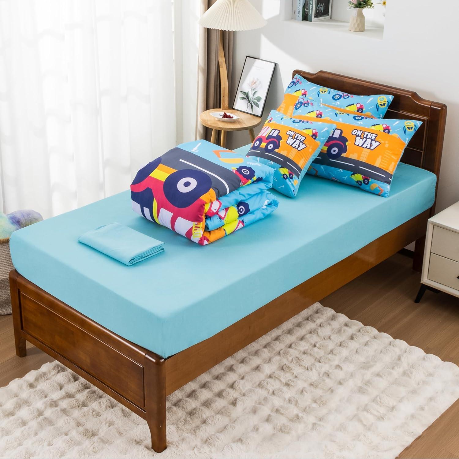 Juego de edredón Egchescebo Kids Twin 6PCS Cars Microfibra