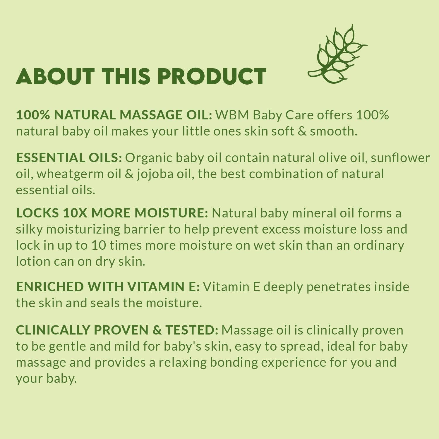 Aceite Hidratante para Bebé WBM 130ml - Natural y Sin Químicos