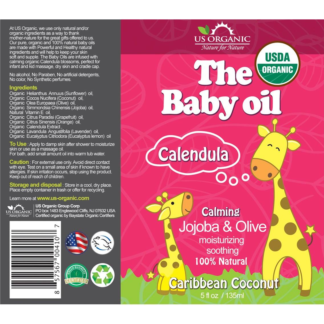 Aceite Orgánico para Bebés US Organic 135ml Coco Caribeño