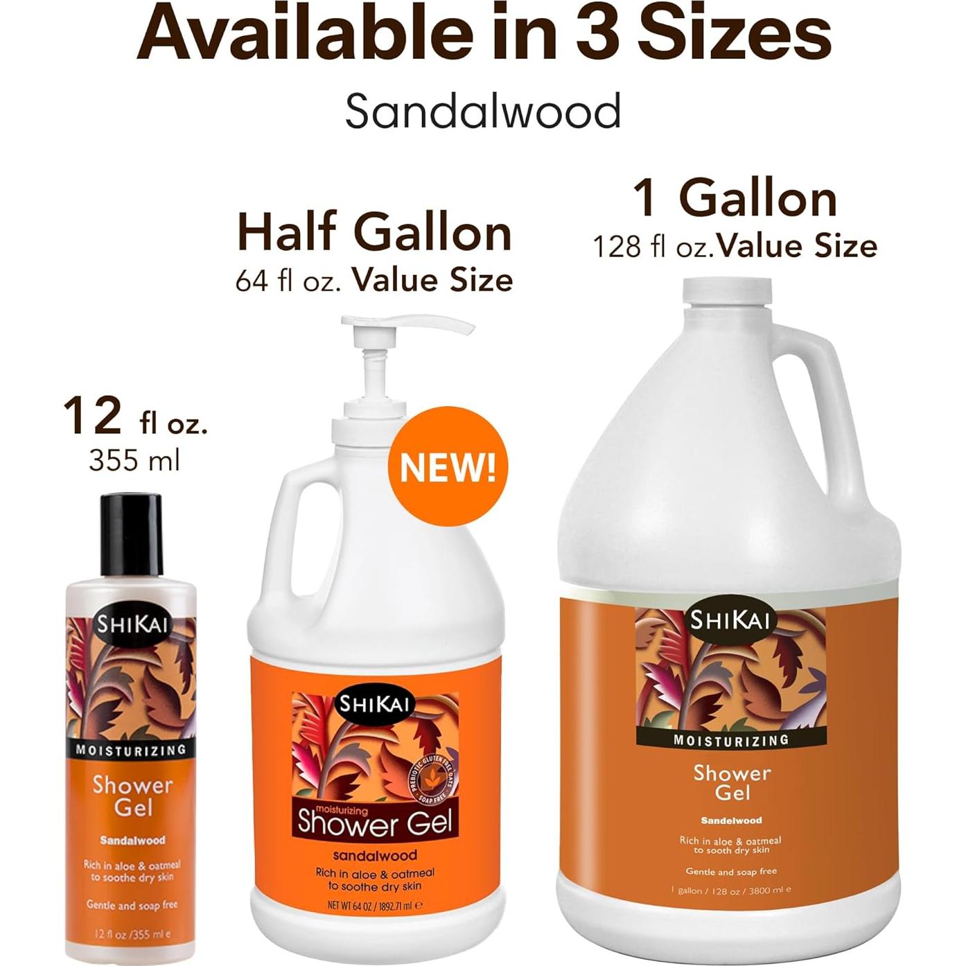 Gel de Ducha Hidratante ShiKai Sándalo 355ml Paquete de 3