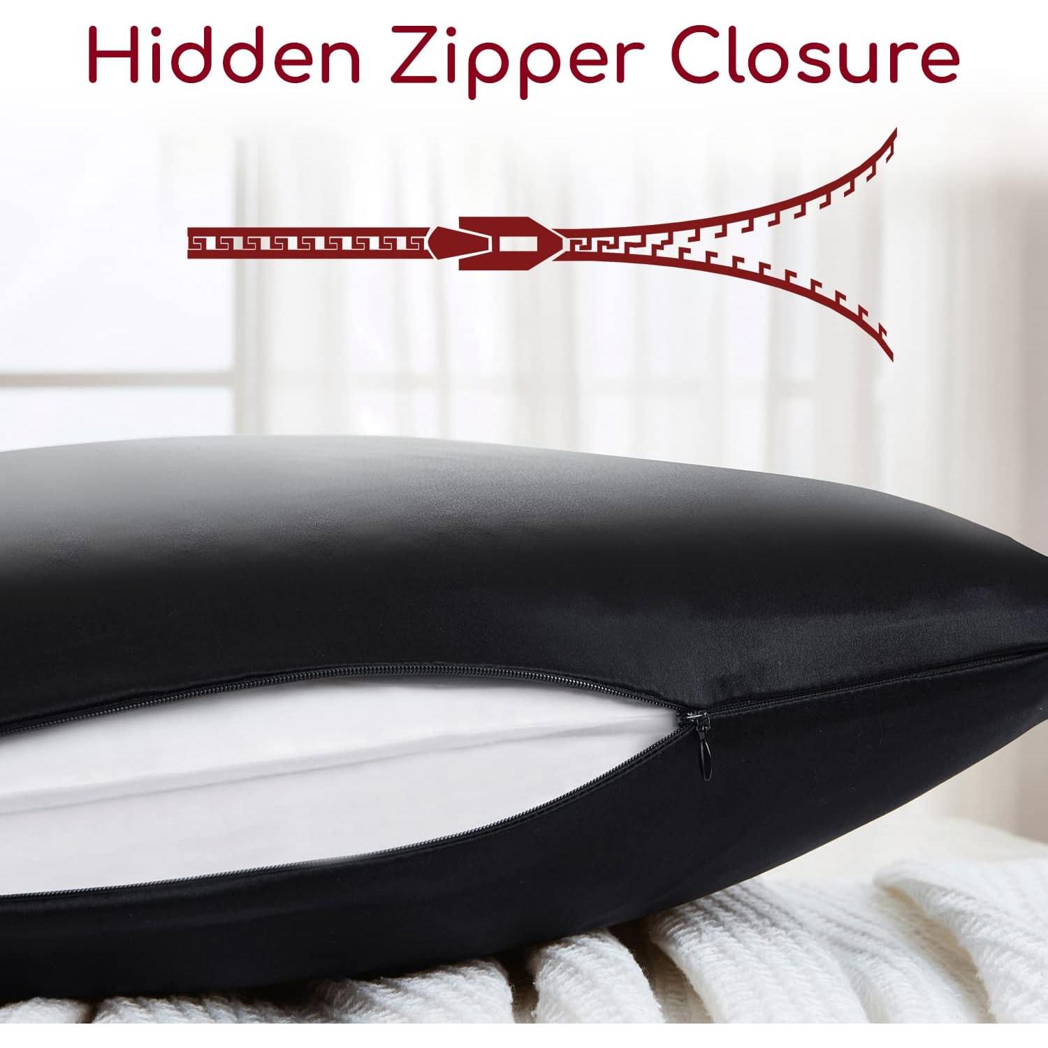 Funda de Almohada de Seda Pura Mellanni Estándar Negra - Cuidado Cabello y Piel