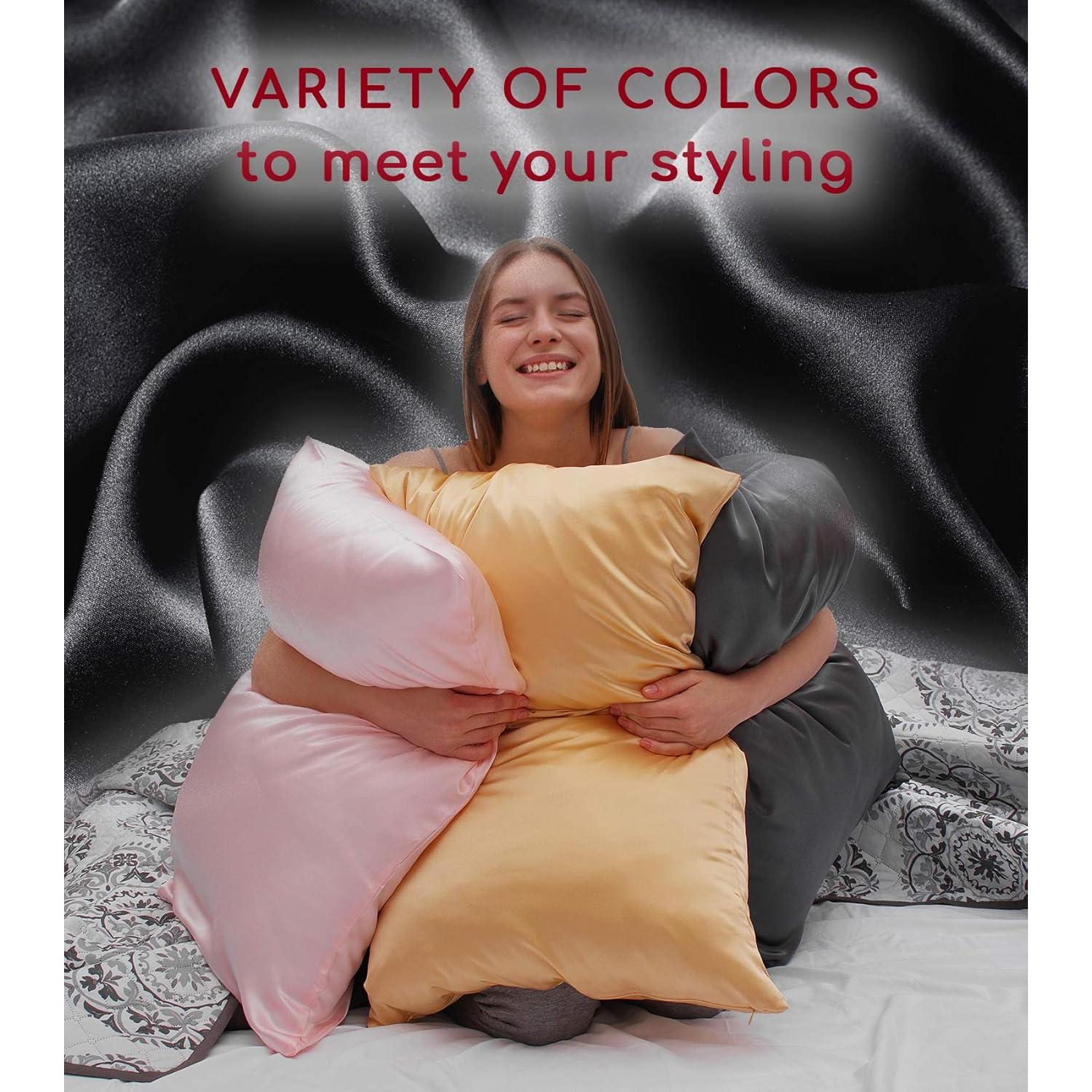 Funda de Almohada de Seda Pura Mellanni Estándar Negra - Cuidado Cabello y Piel