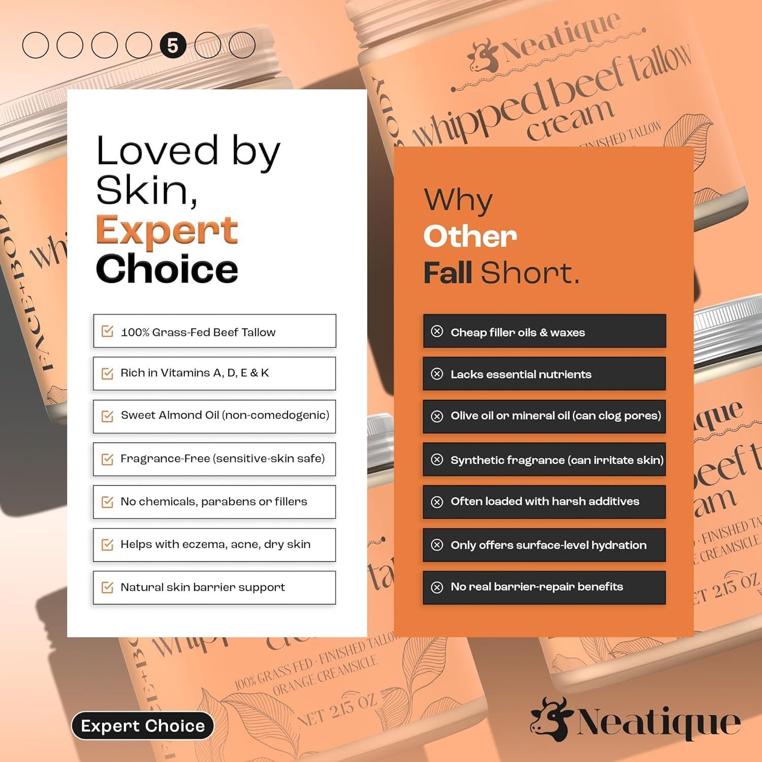 Grasa de Res Alimentada con Pasto Neatique 60.3g Hidratante Piel