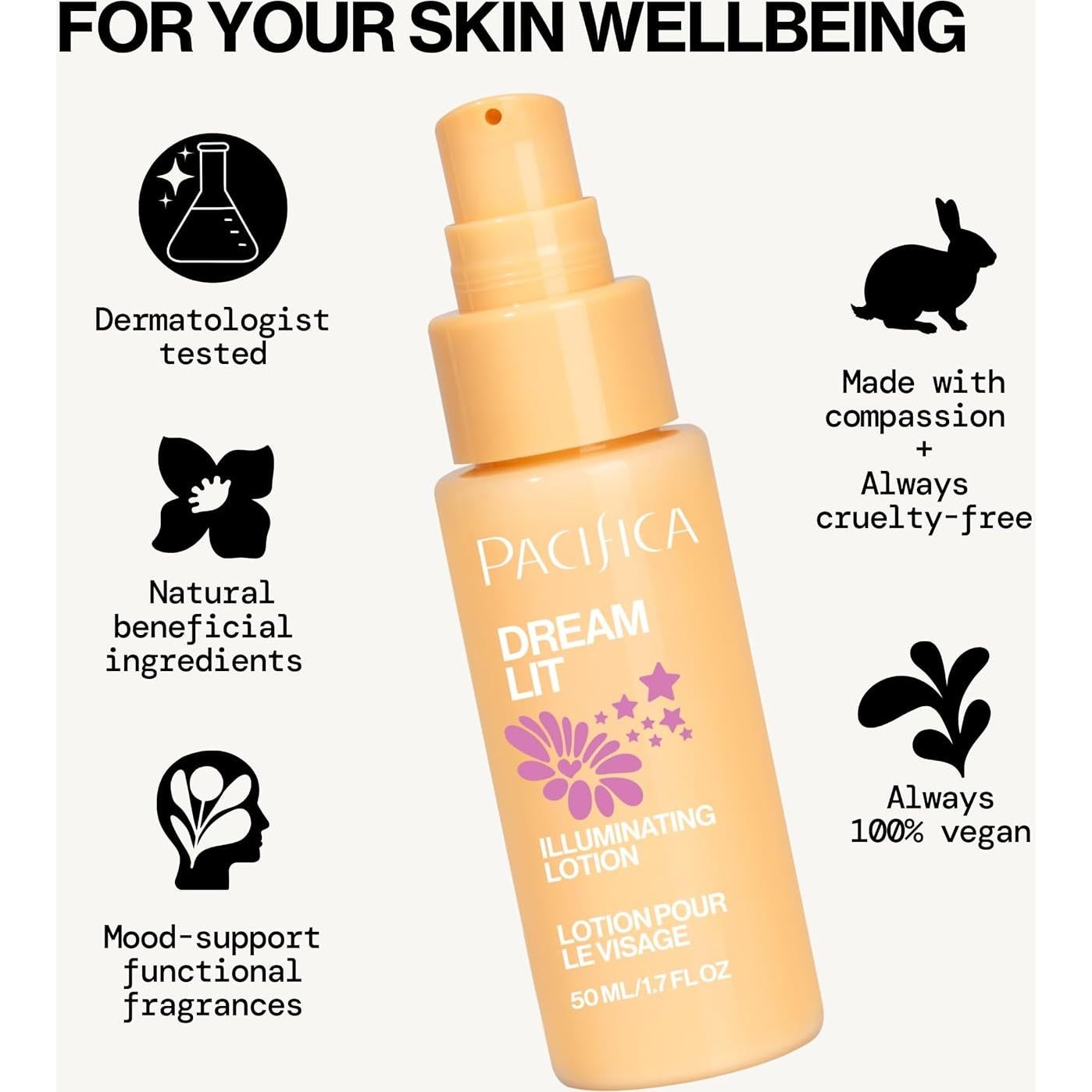 Loción Facial Iluminadora Pacifica Dreamlit 50 ml - Hidratante Vegano