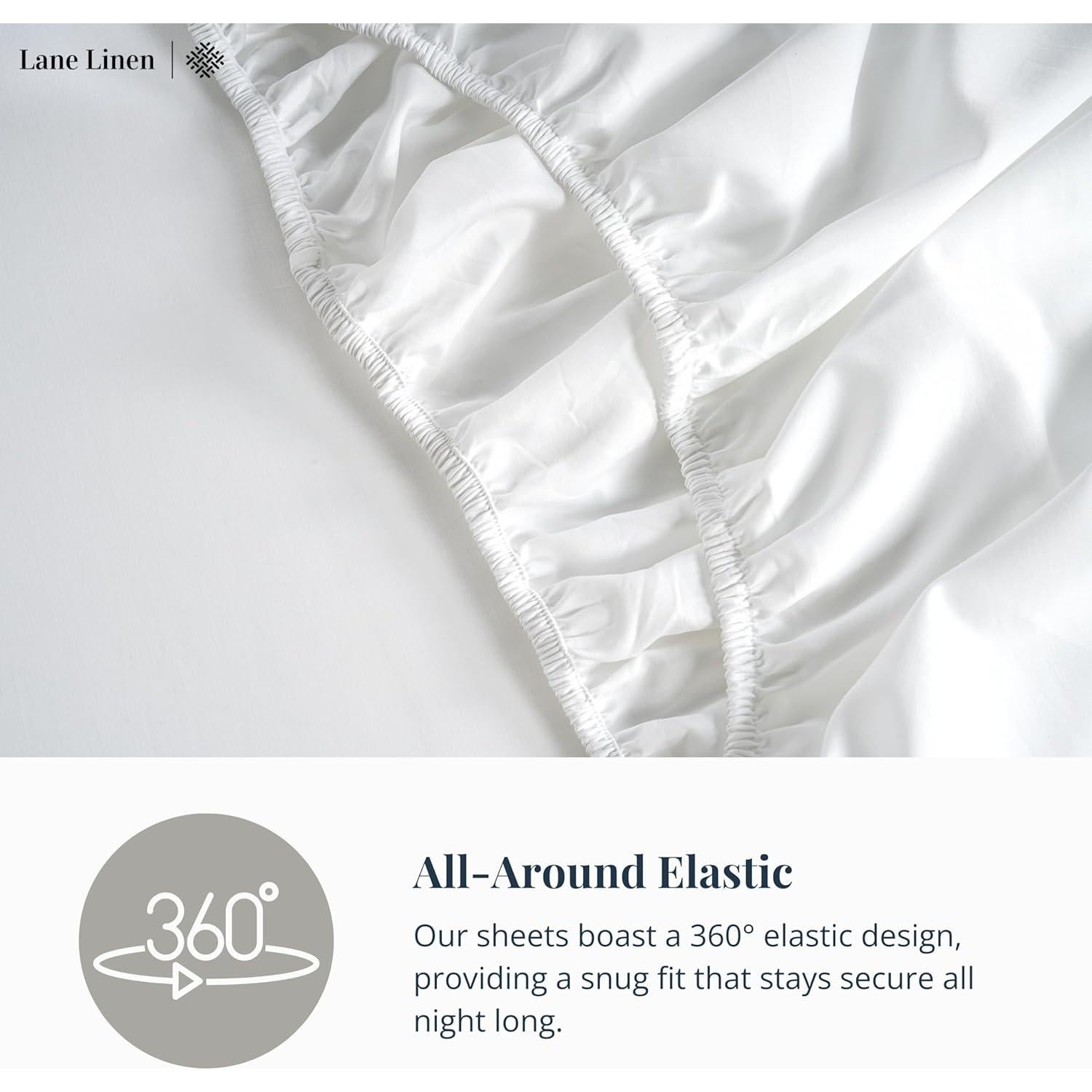 Juego de Sábanas Twin Lane Linen 600 Hilos 100% Algodón Blanco