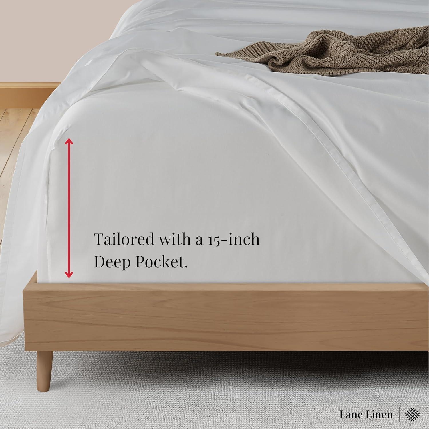 Juego de Sábanas Twin Lane Linen 600 Hilos 100% Algodón Blanco