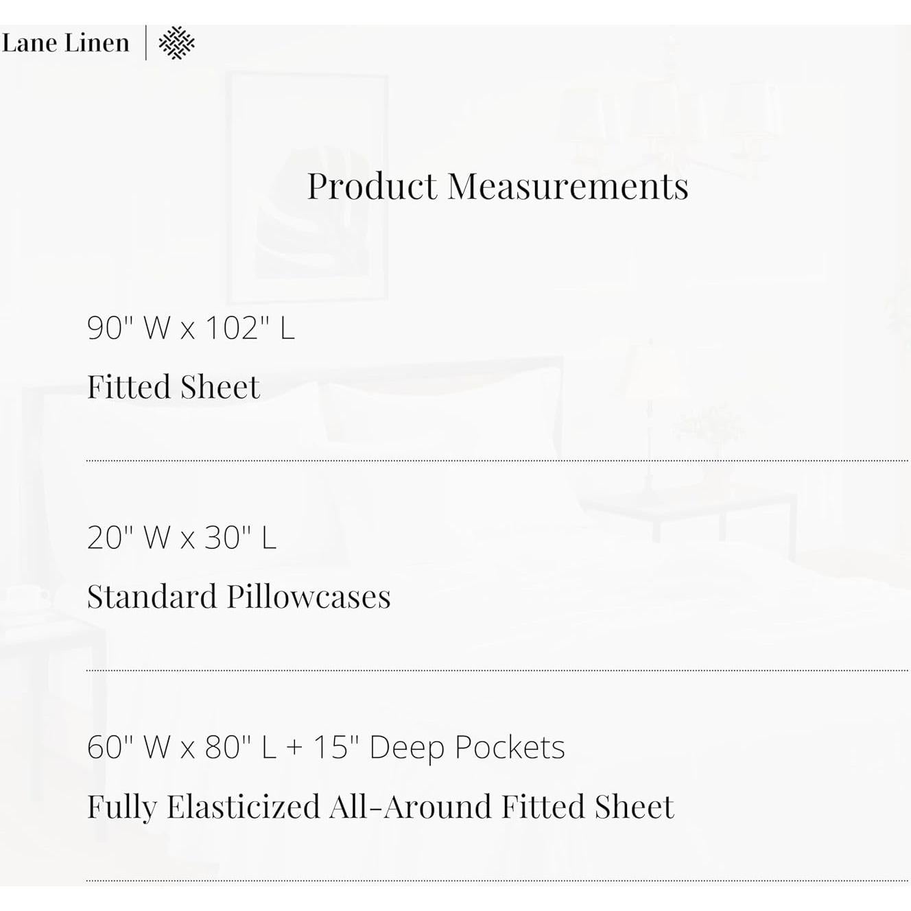 Juego de Sábanas Twin Lane Linen 600 Hilos 100% Algodón Blanco