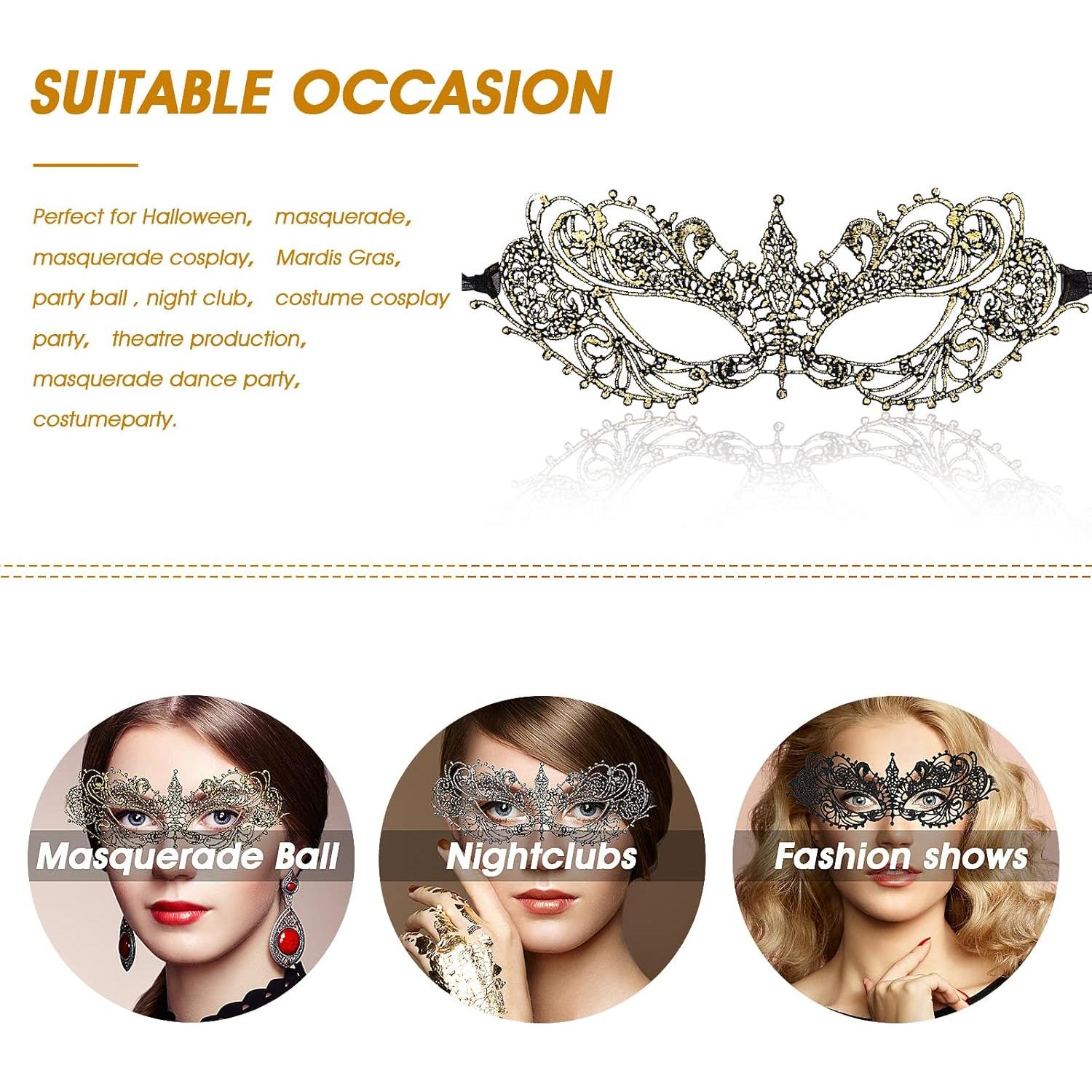 3 Máscaras de Encaje para Adultos WLLHYF - Fiesta y Disfraz