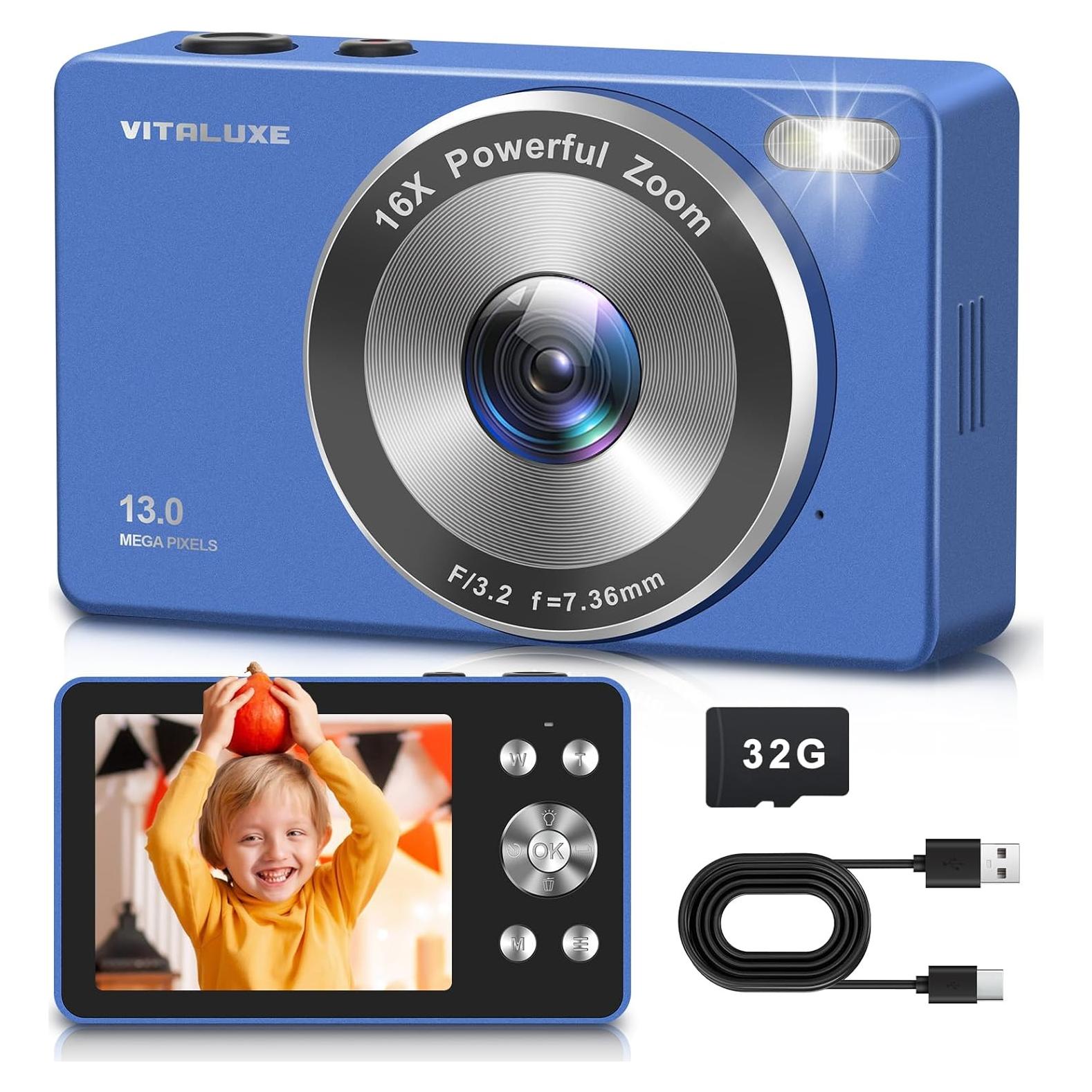 Cámara Digital VITALUXE F1 4K 13MP Zoom 16x para Niños