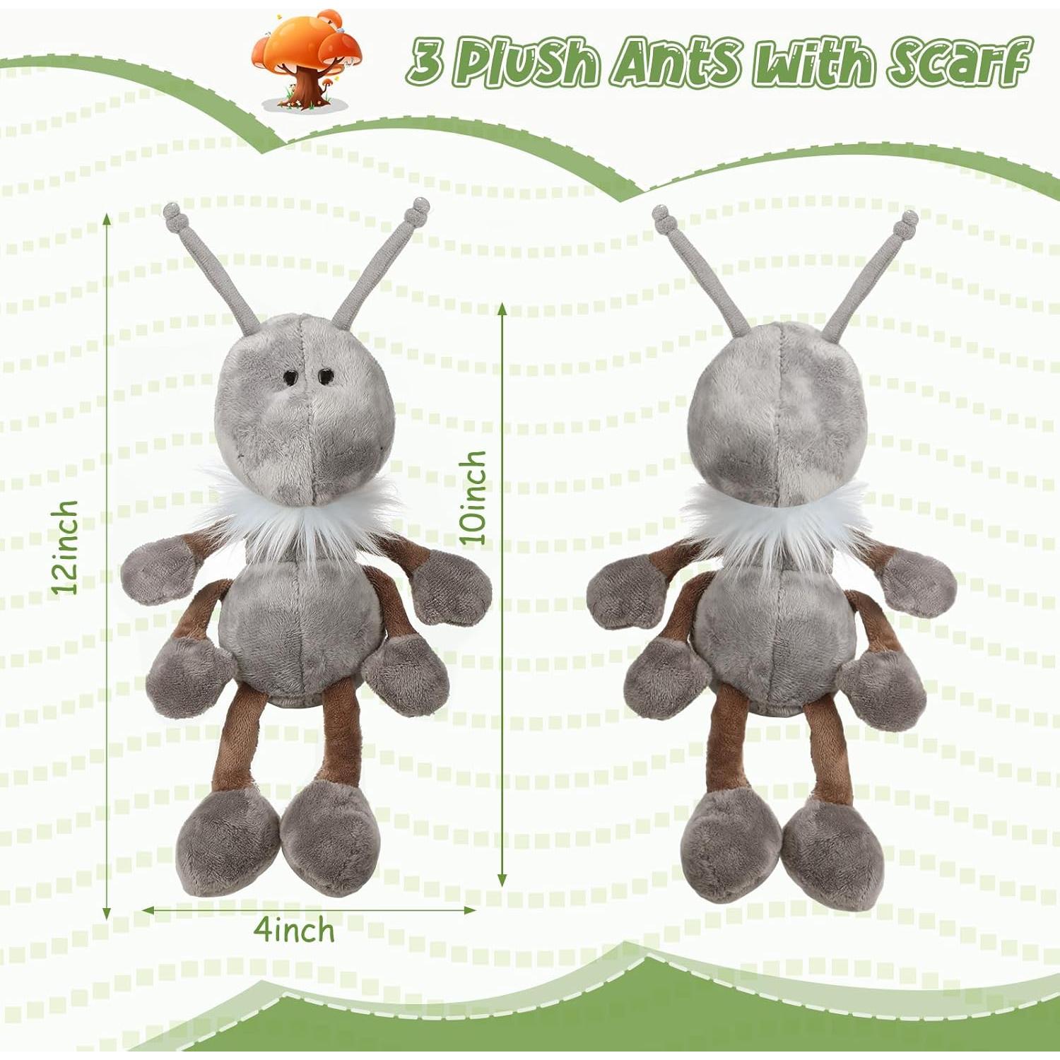 Conjunto de 3 Hormigas de Peluche Shappy Gris 30 cm