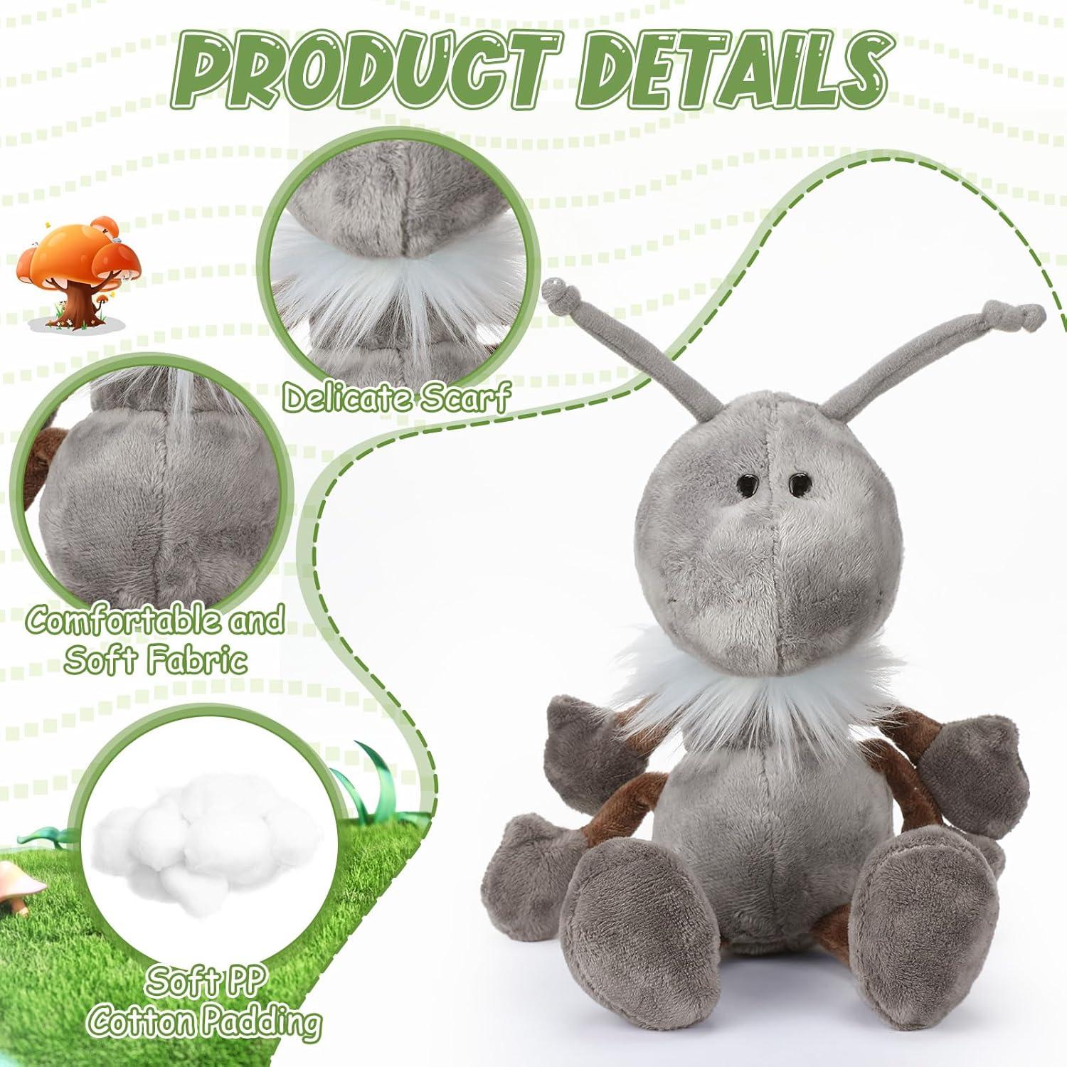 Conjunto de 3 Hormigas de Peluche Shappy Gris 30 cm