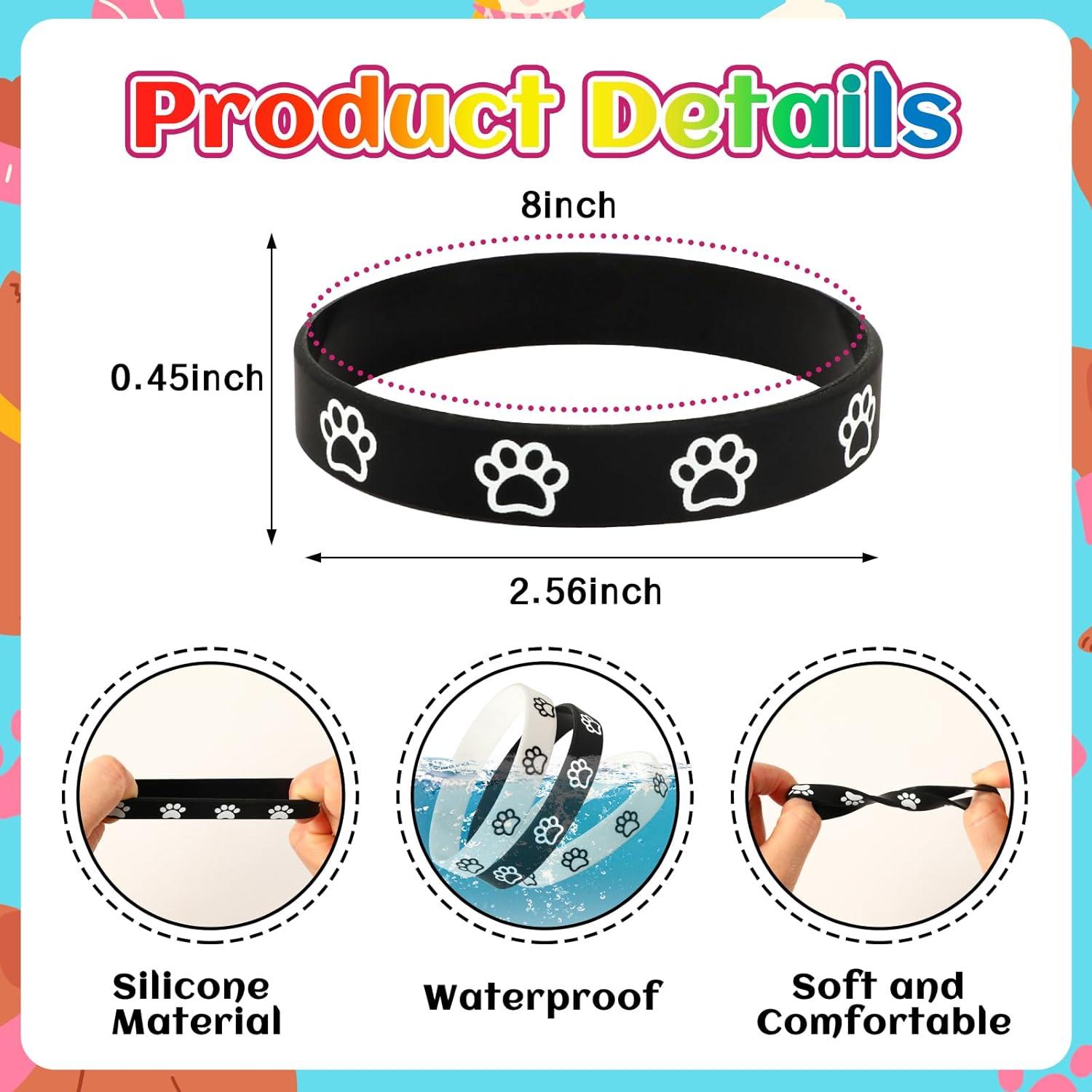 Pulseras de Silicona con Huellas de Perro JUNEBRUSHS 56 Pcs