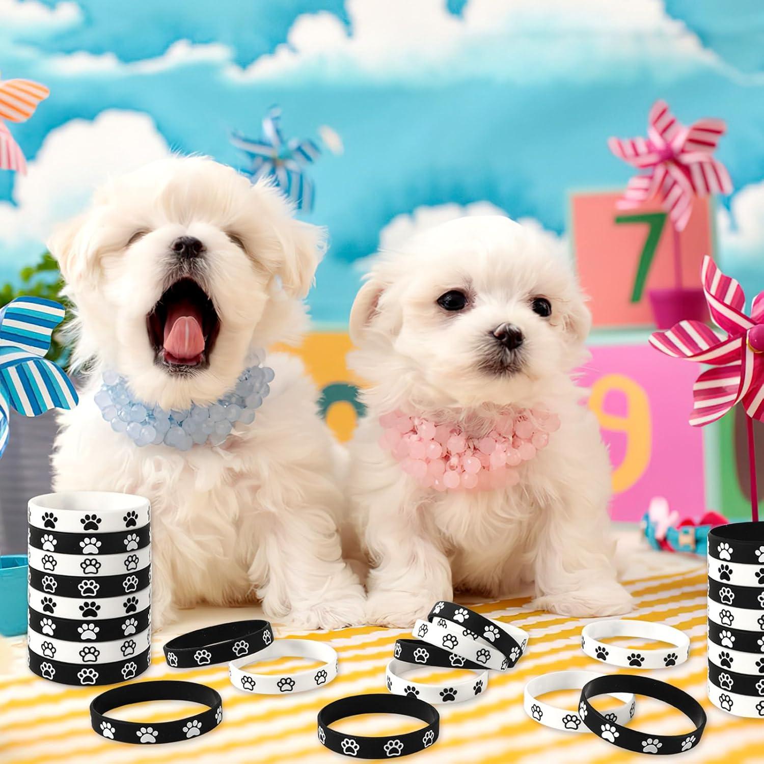 Pulseras de Silicona con Huellas de Perro JUNEBRUSHS 56 Pcs