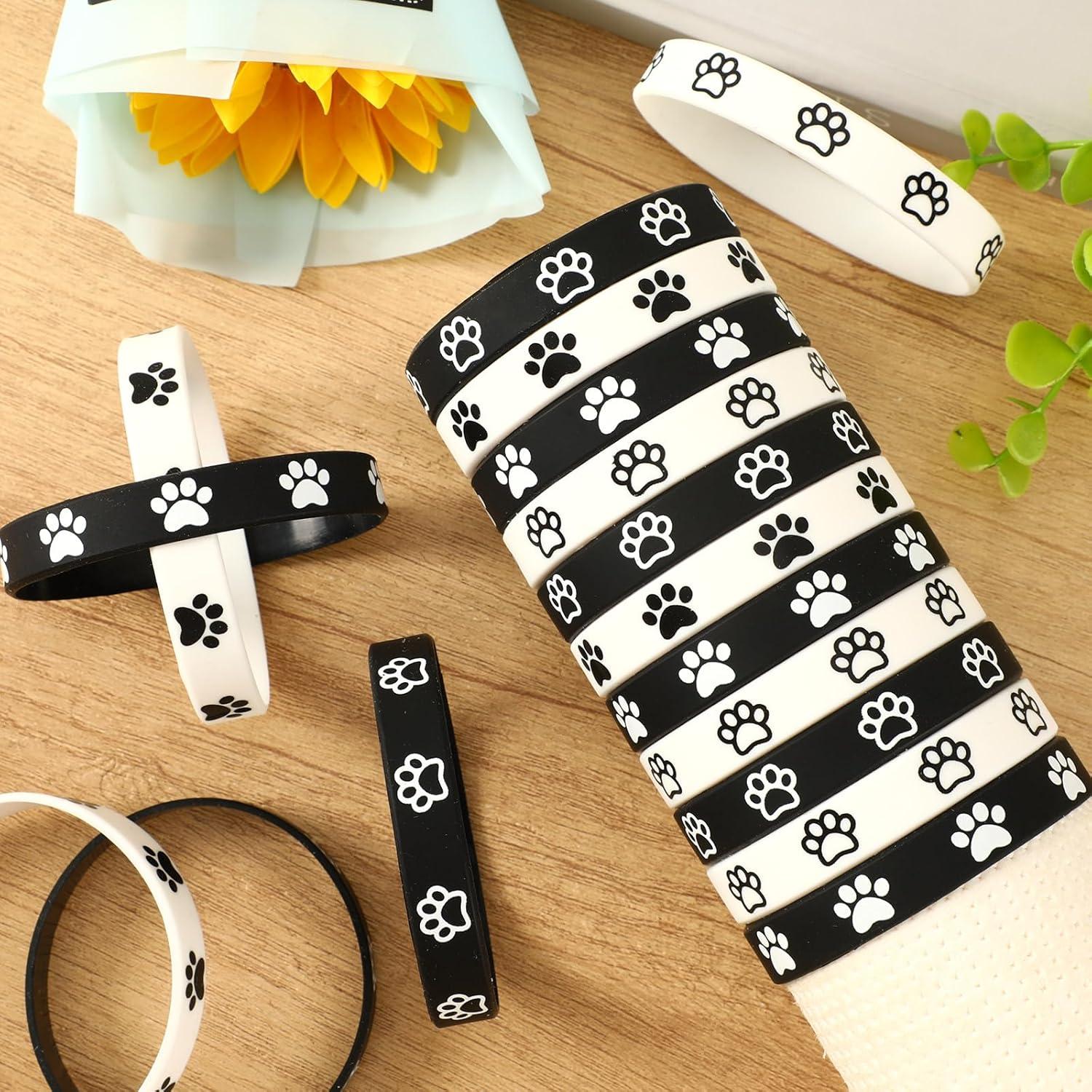 Pulseras de Silicona con Huellas de Perro JUNEBRUSHS 56 Pcs