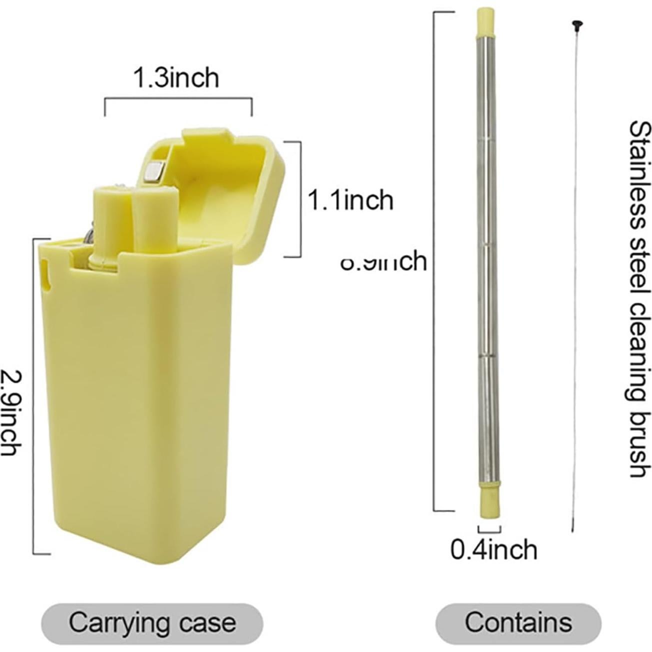 Popote Plegable Reutilizable WHNICUST con Caja y Cepillo - Negro