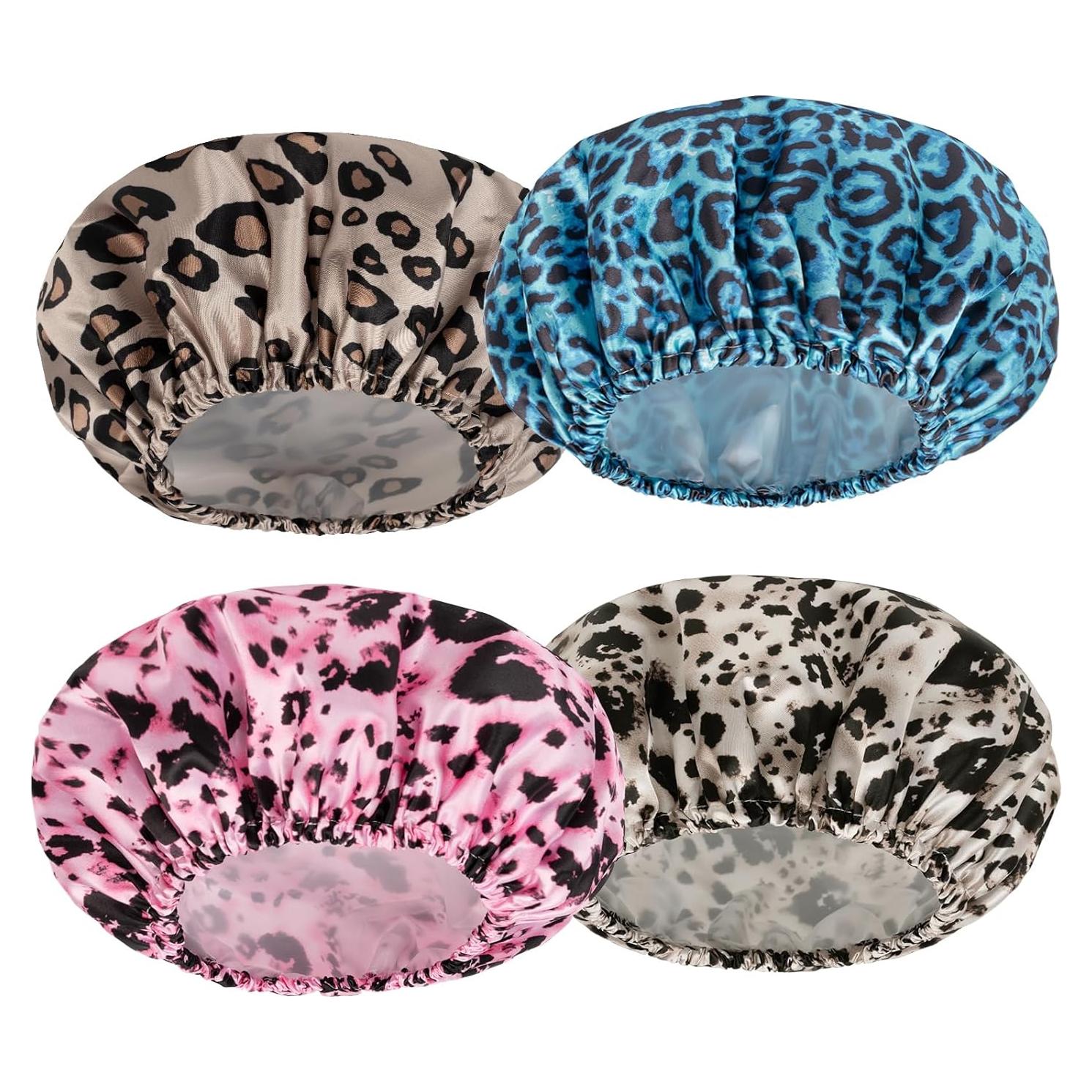 Gorros de Ducha Reutilizables AmazerBath 4 PCS Doble Capa