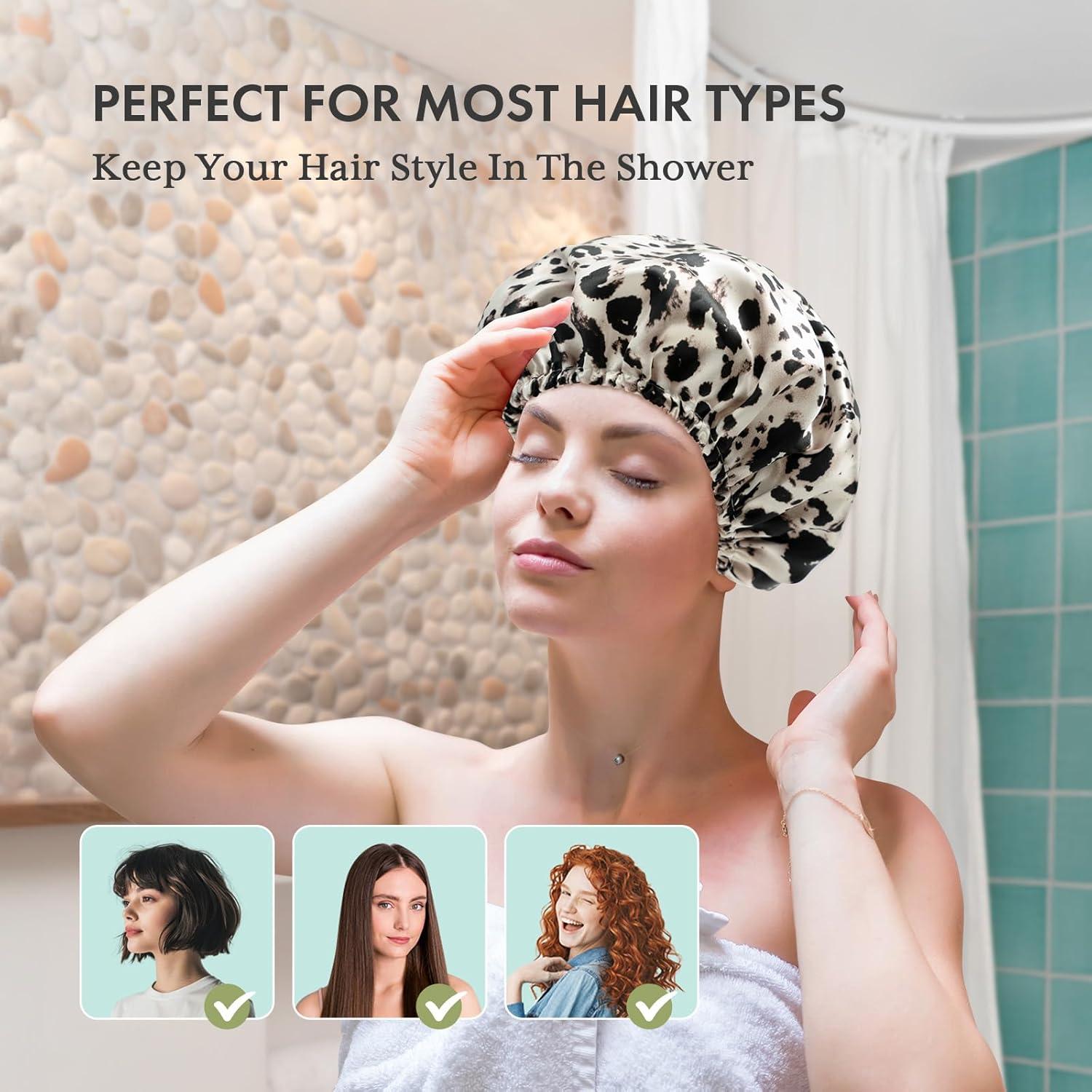 Gorros de Ducha Reutilizables AmazerBath 4 PCS Doble Capa